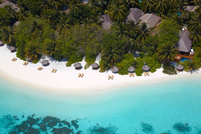 <p>The beach at Baros resort</p>