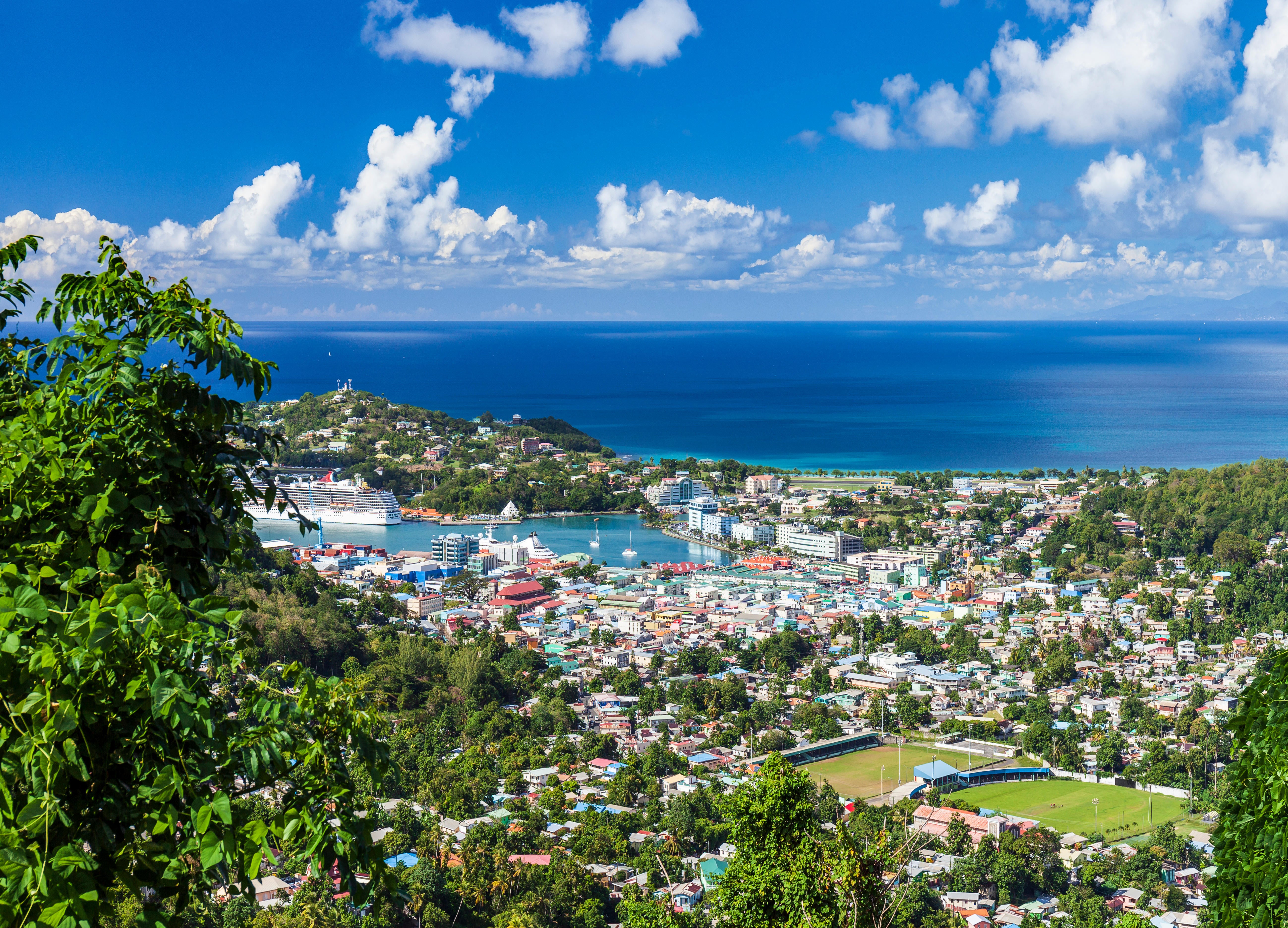 The capital of Saint Lucia, Castries is known for its bustling markets, vibrant atmosphere, and picturesque harbour