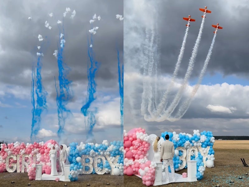 It’s a boy: influencer Inga Stumbriene hired three aeroplanes for her gender reveal party