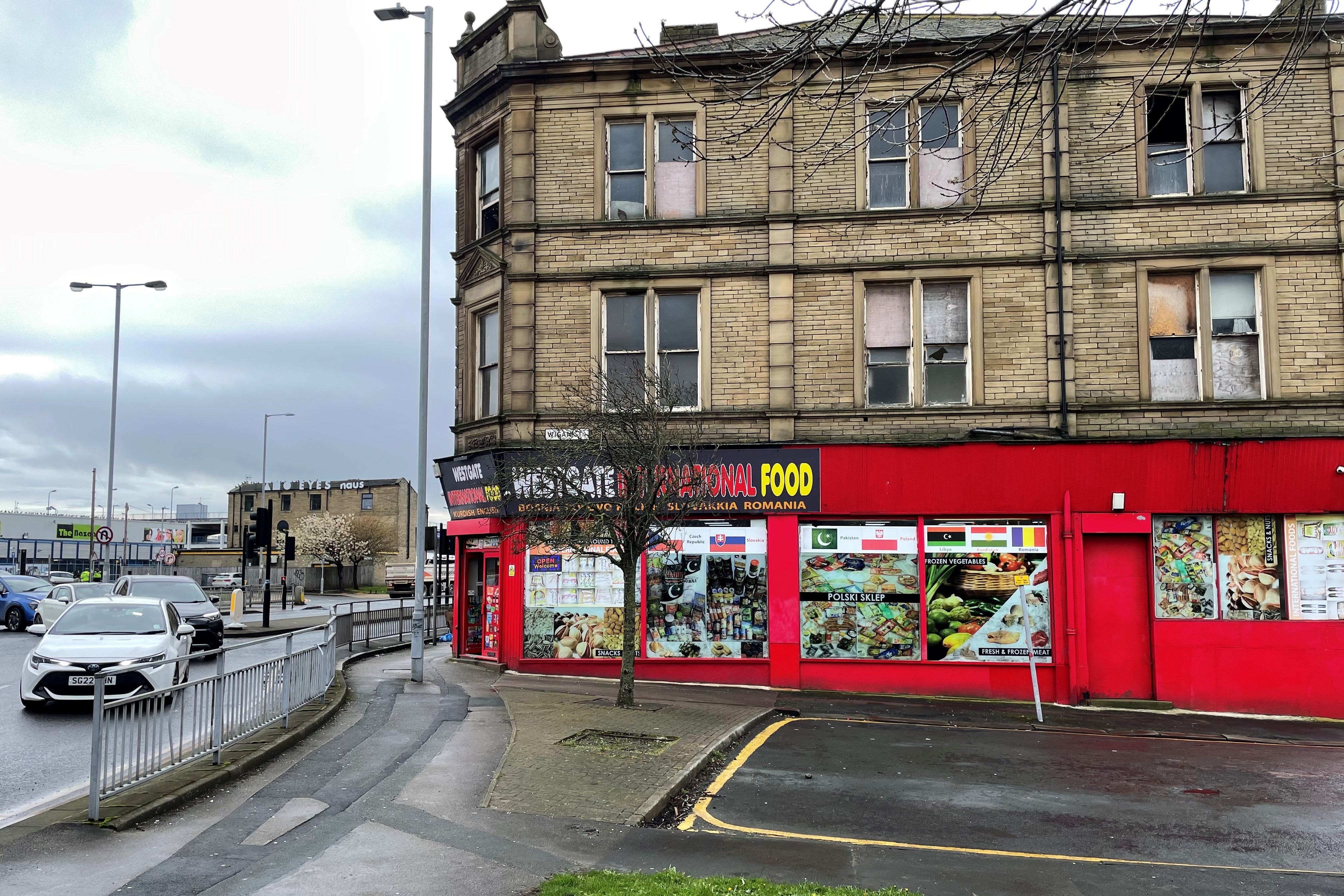 The scene in Bradford city centre where Kulsuma Akter was stabbed to death in the street as she pushed her baby in a pram on Saturday afternoon