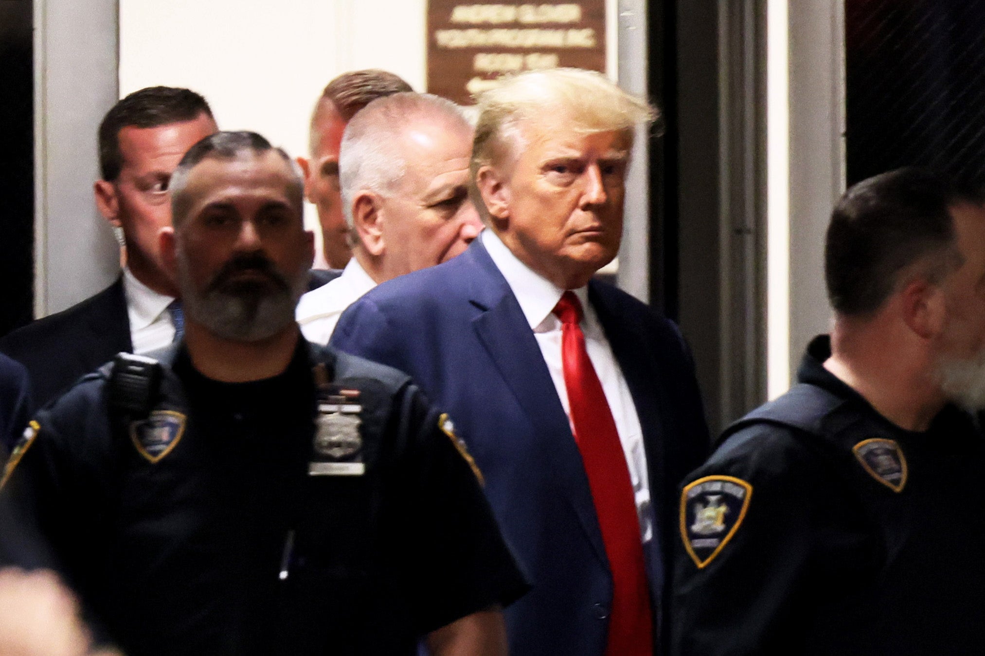 Trump at his arraignment at Manhattan Criminal Court in April 2023