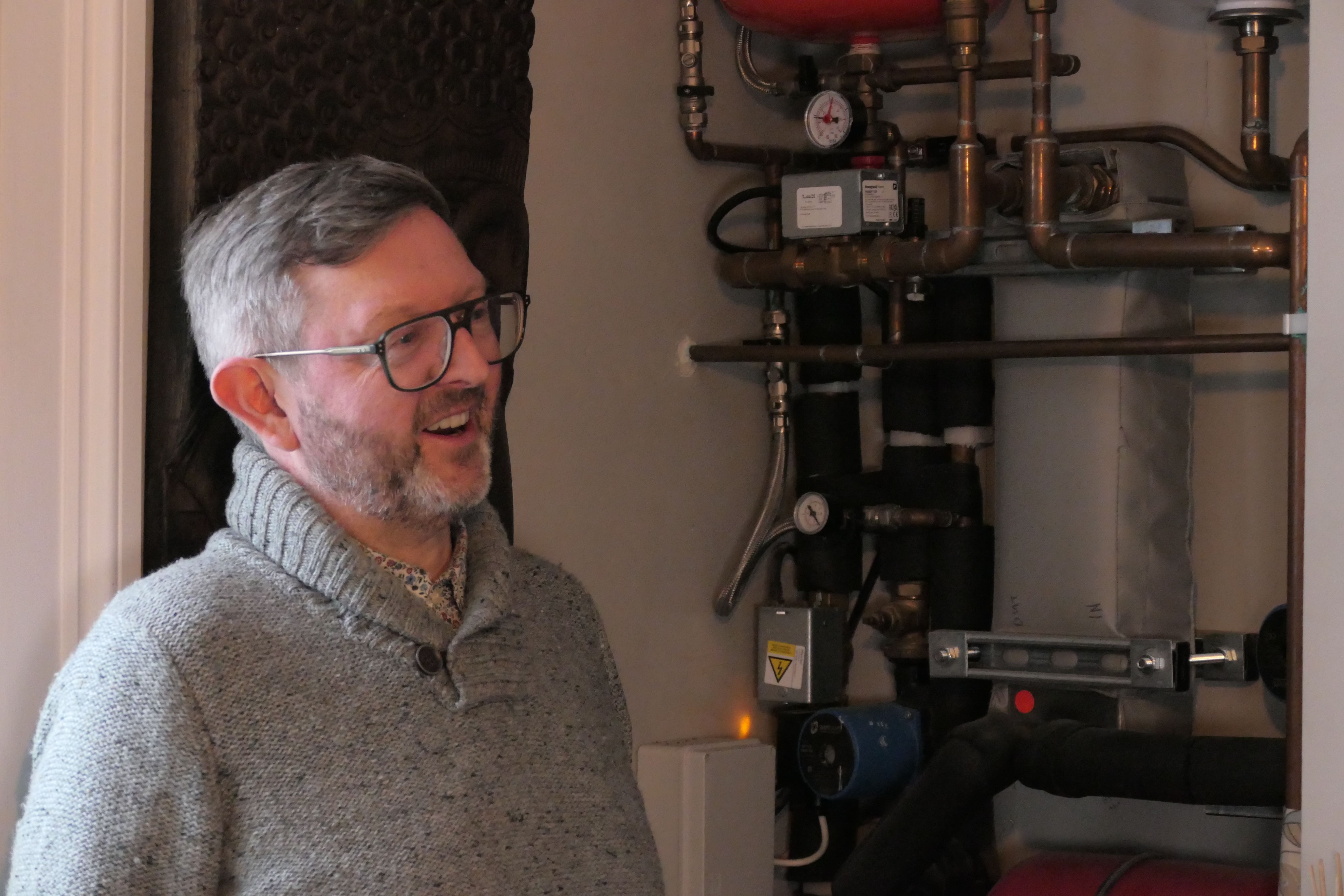 John Condon with the internal heat pump kit in his home (PA)