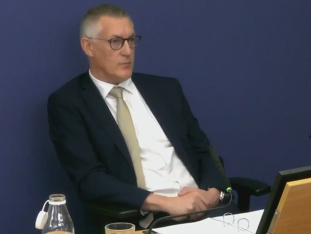 Screen grab taken from the Post Office Horizon IT Inquiry of former Post Office managing director David Smith giving evidence