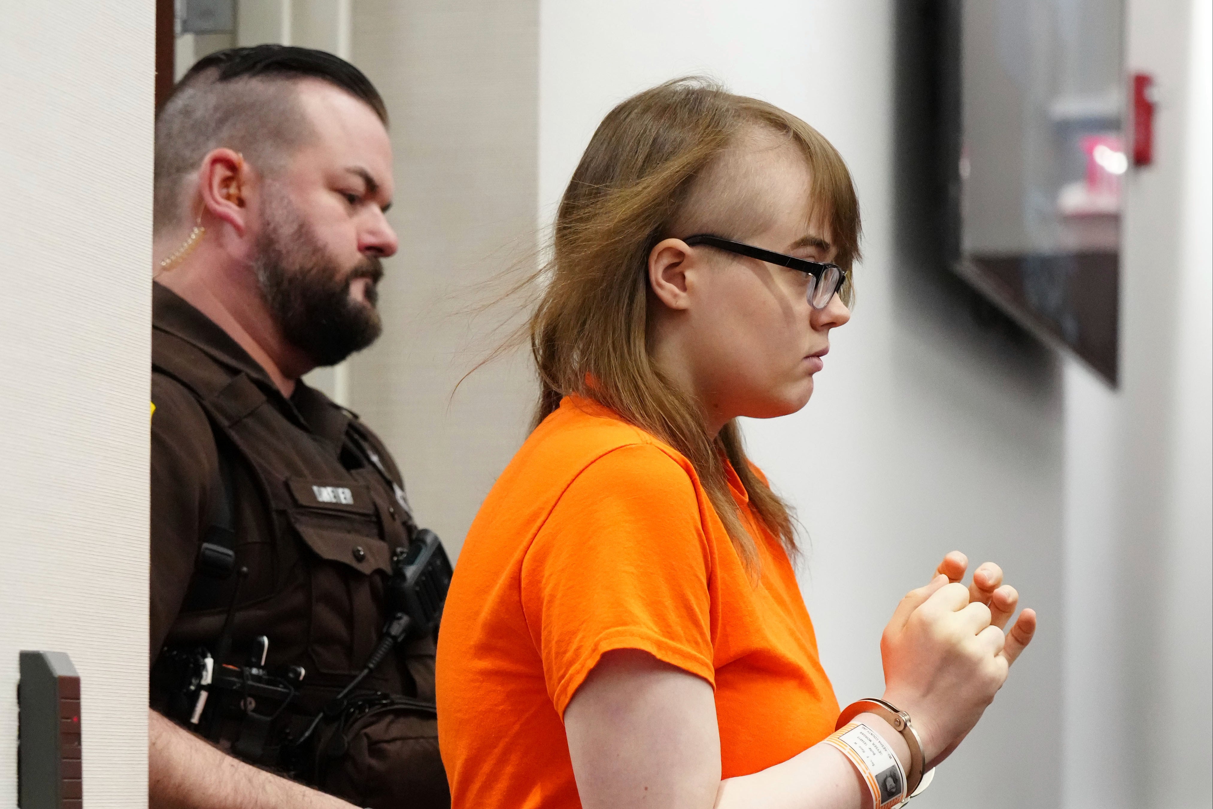 Morgan Geyser is brought into Waukesha County Circuit Court for a motion hearing on Wednesday, April 10, 2024