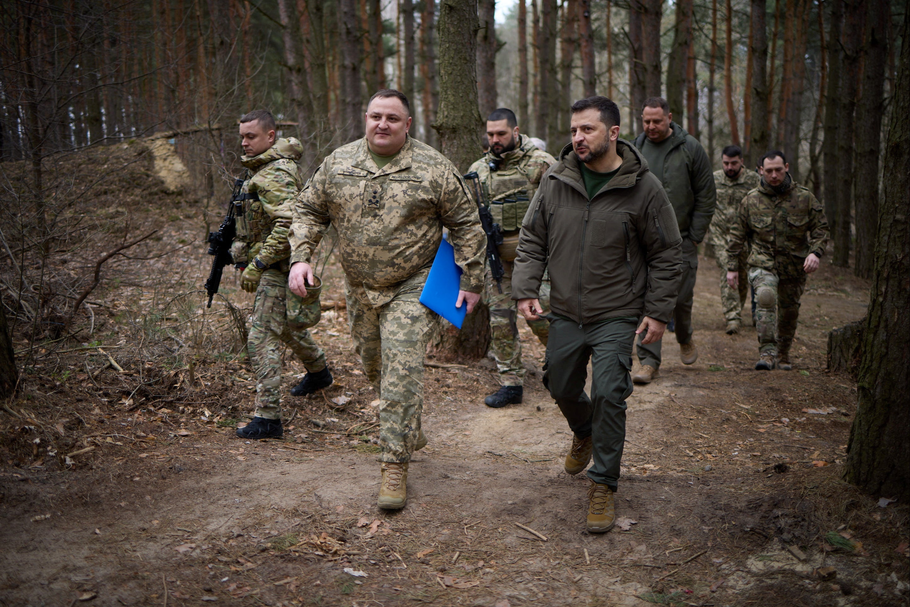 Volodymyr Zelensky inspects fortifications near the Russian border in the Sumy region last month