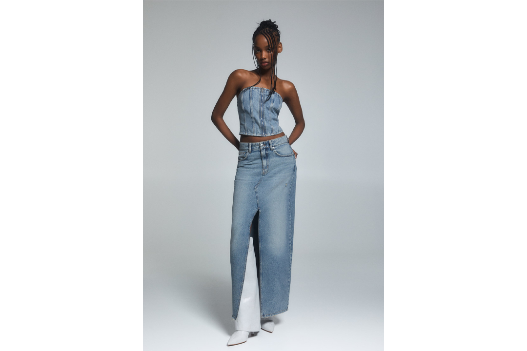 Pull & Bear extra long denim skirt 