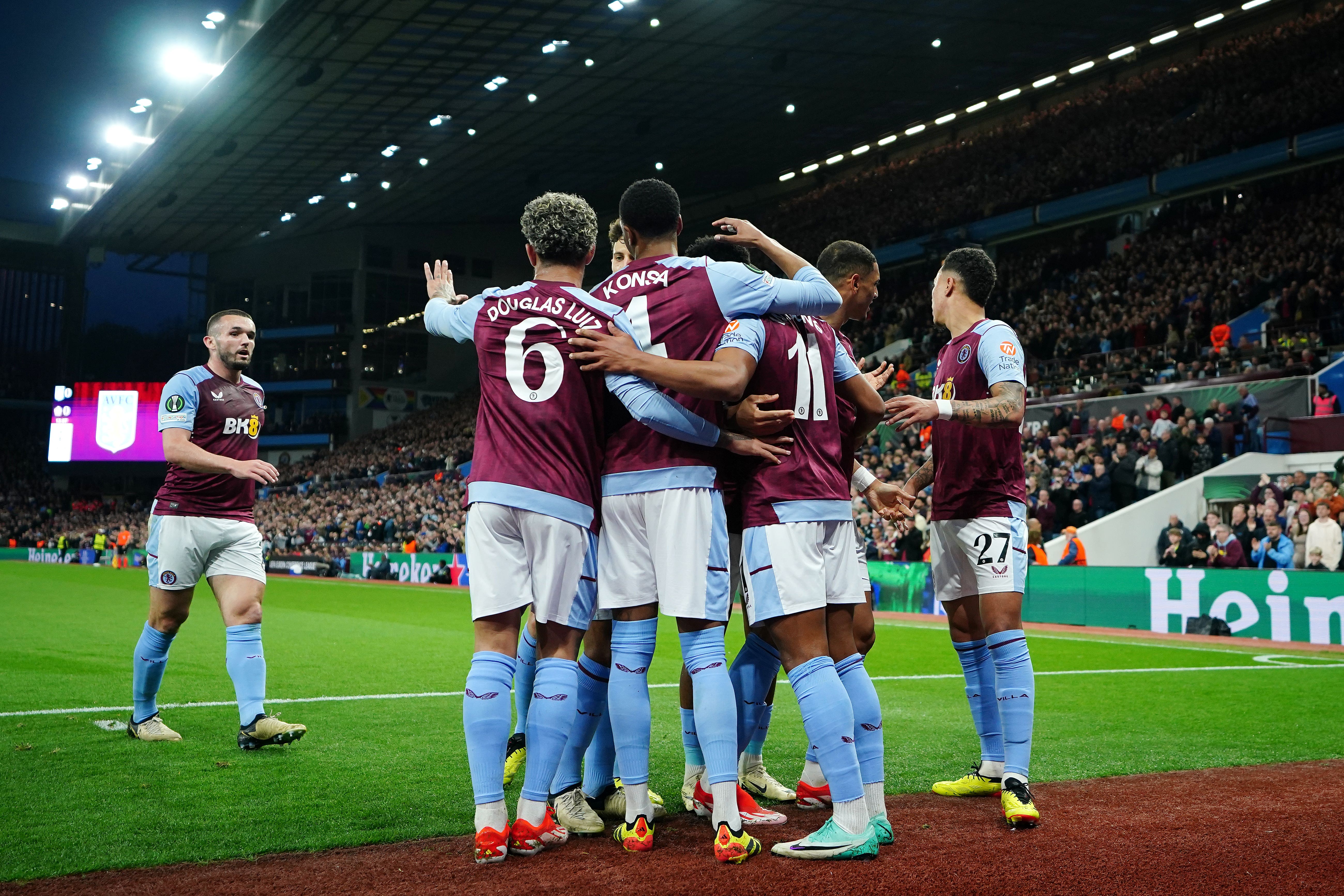 Aston Villa won their Europa Conference League quarter-final first-leg tie against Lille (Zac Goodwin/PA)