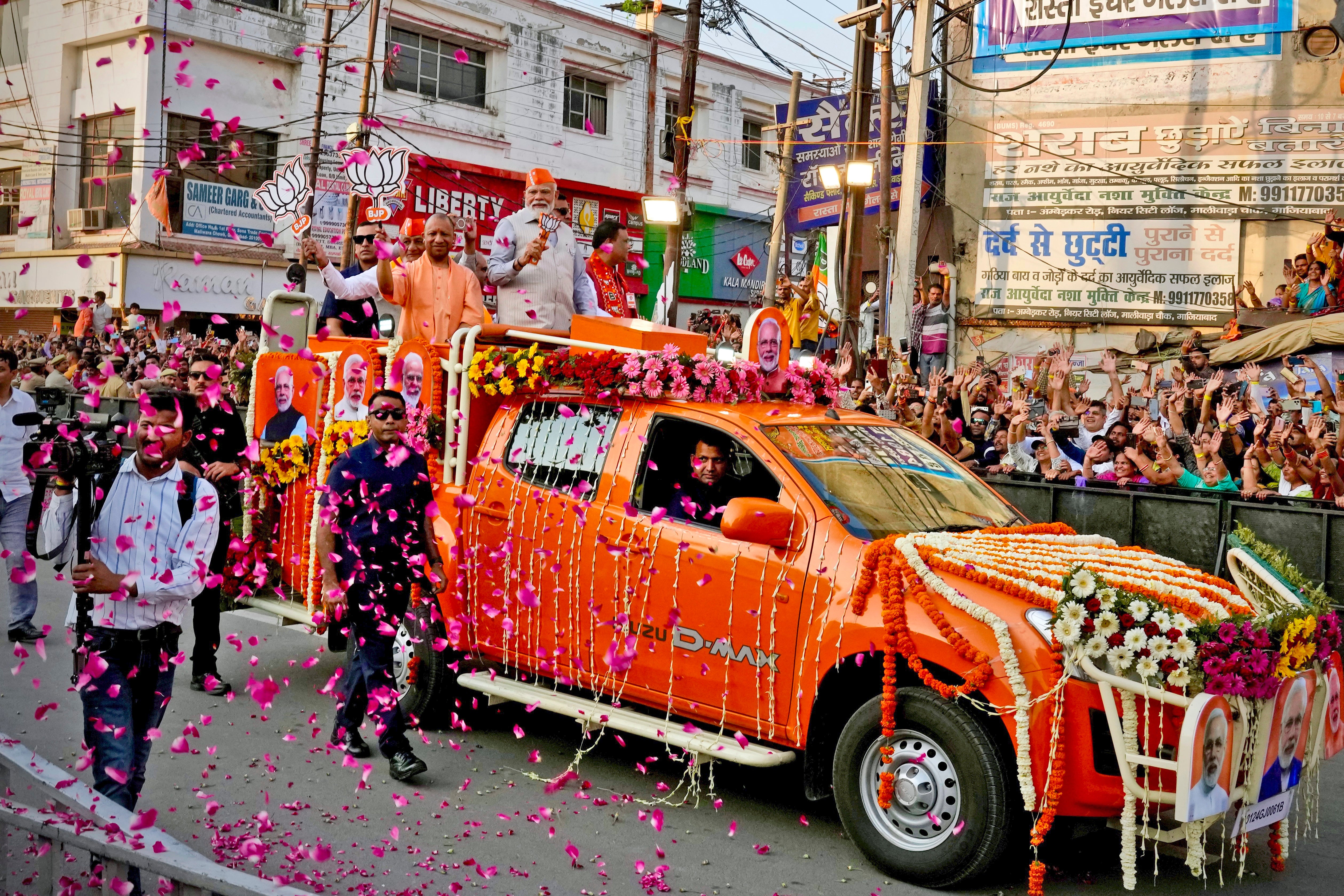 Current prime minister Narendra Modi campaigns in Ghaziabad