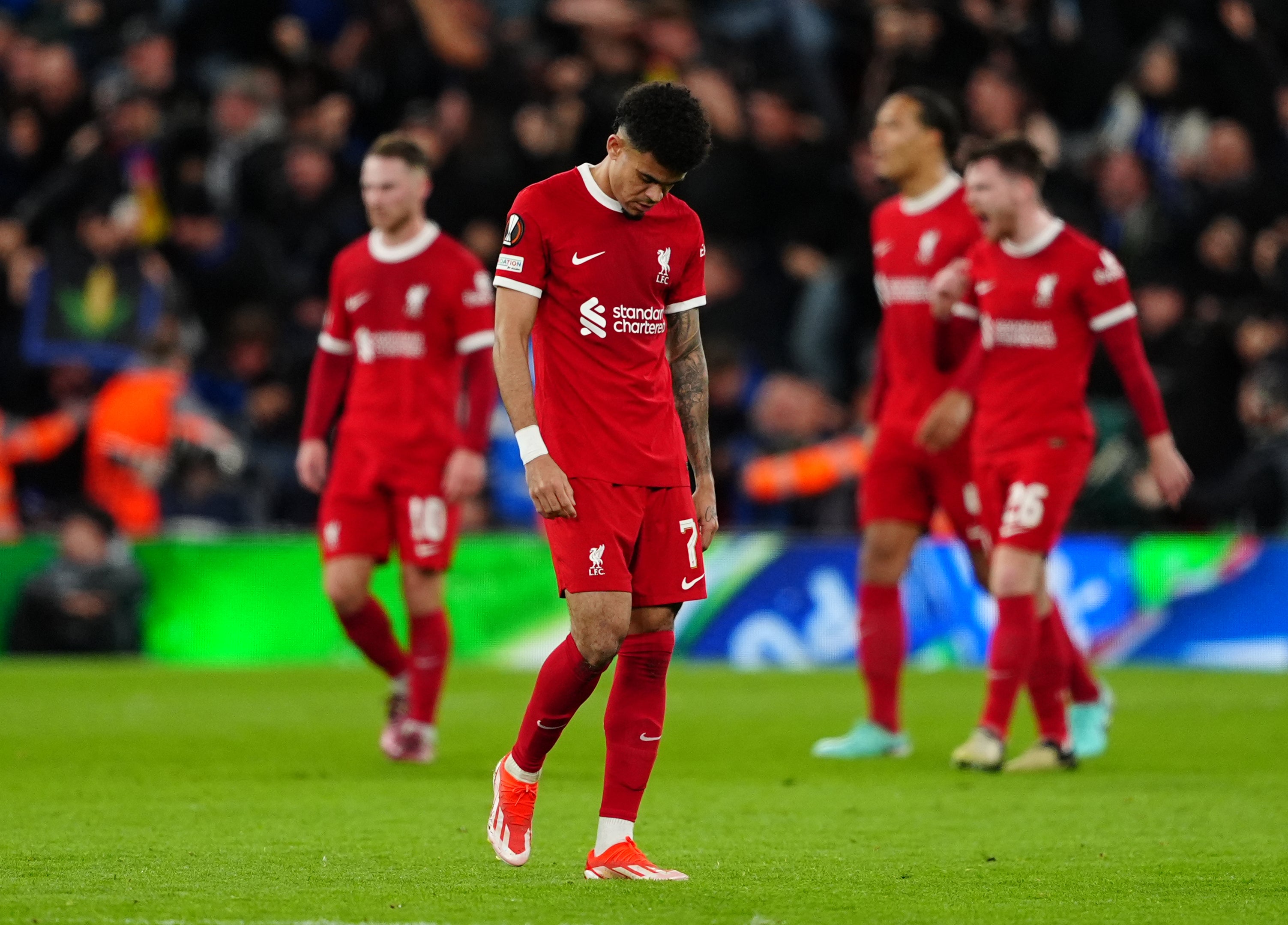 The Reds slumped to a 3-0 defeat at Anfield leaving their European hopes hanging by a thread.