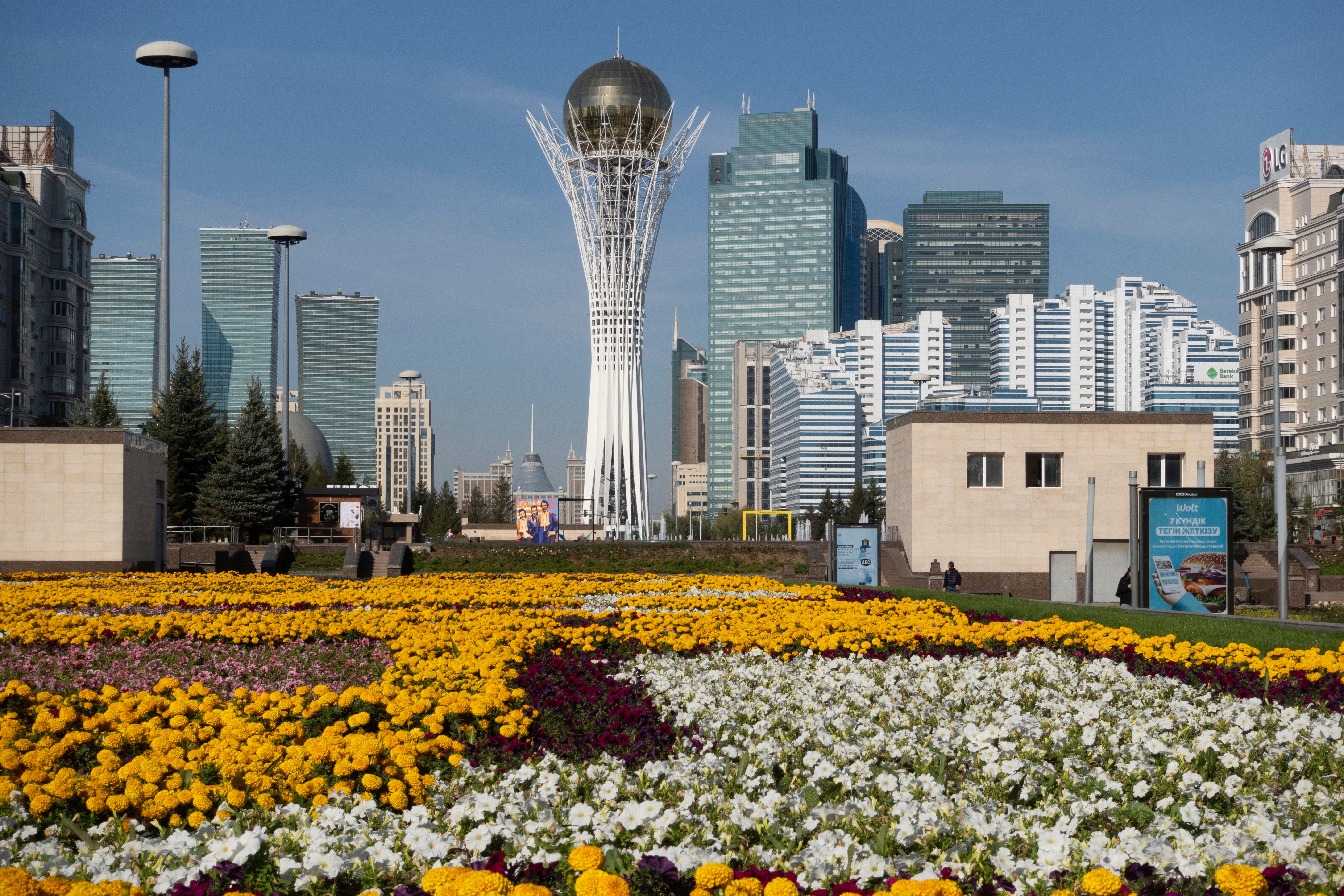 This late 2023 photo shows downtown Astana, Kazakhstan, where some Russian soldiers who deserted the war in Ukraine live