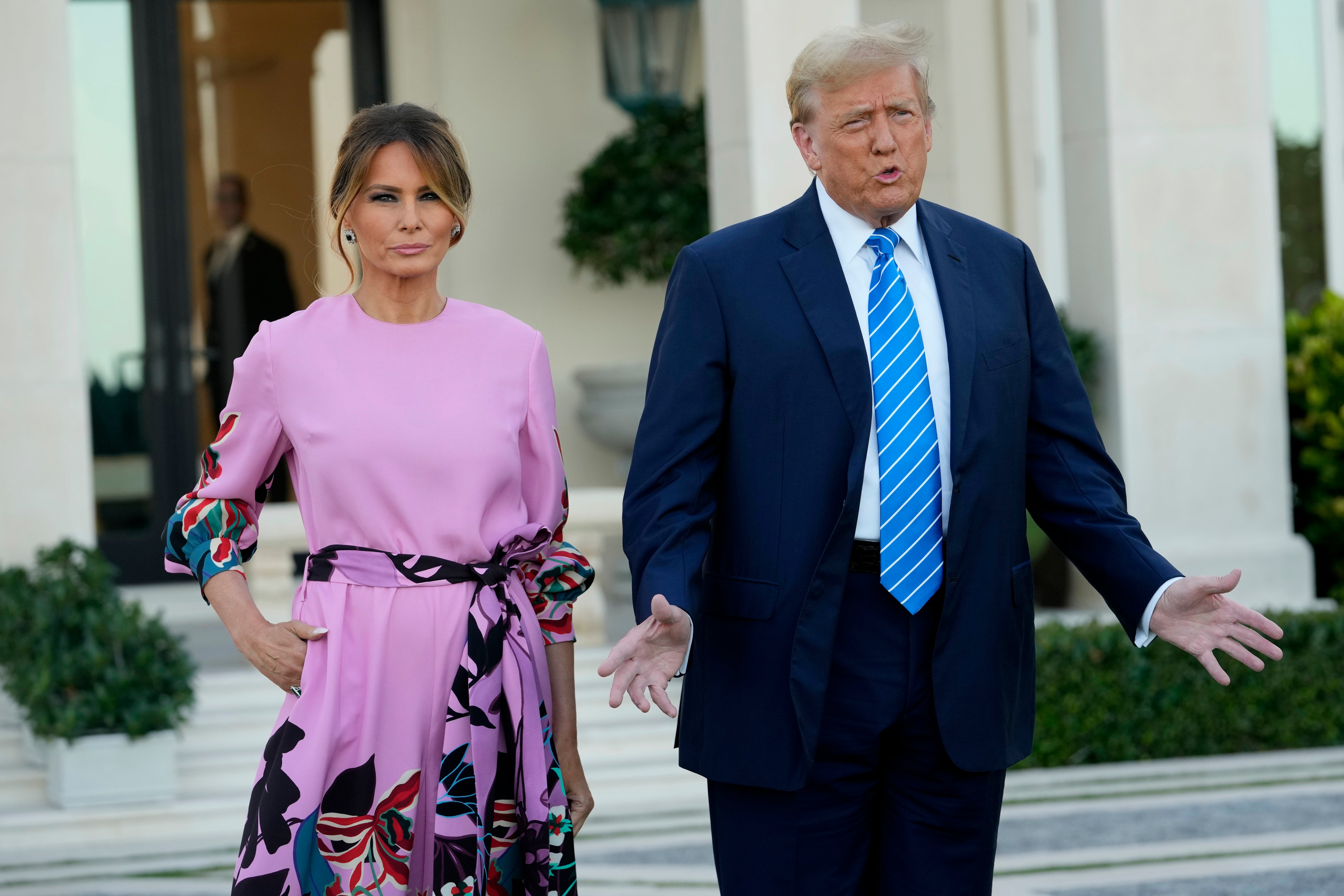 Melania and Donald pictured at a Palm Beach fundraiser in April 2024