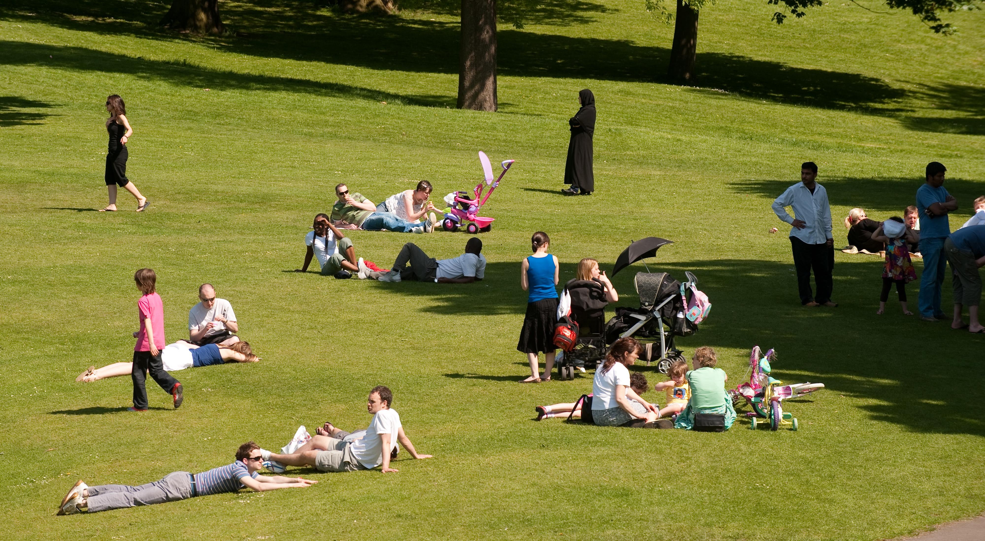 People take advantage of sunny weather in Roundhay Park, Leeds