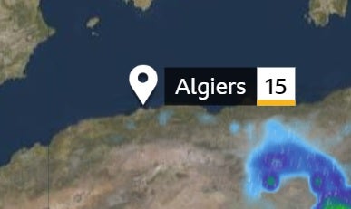 Temperatures of 21C would surpass the 16C forecast for Algiers in northern Africa