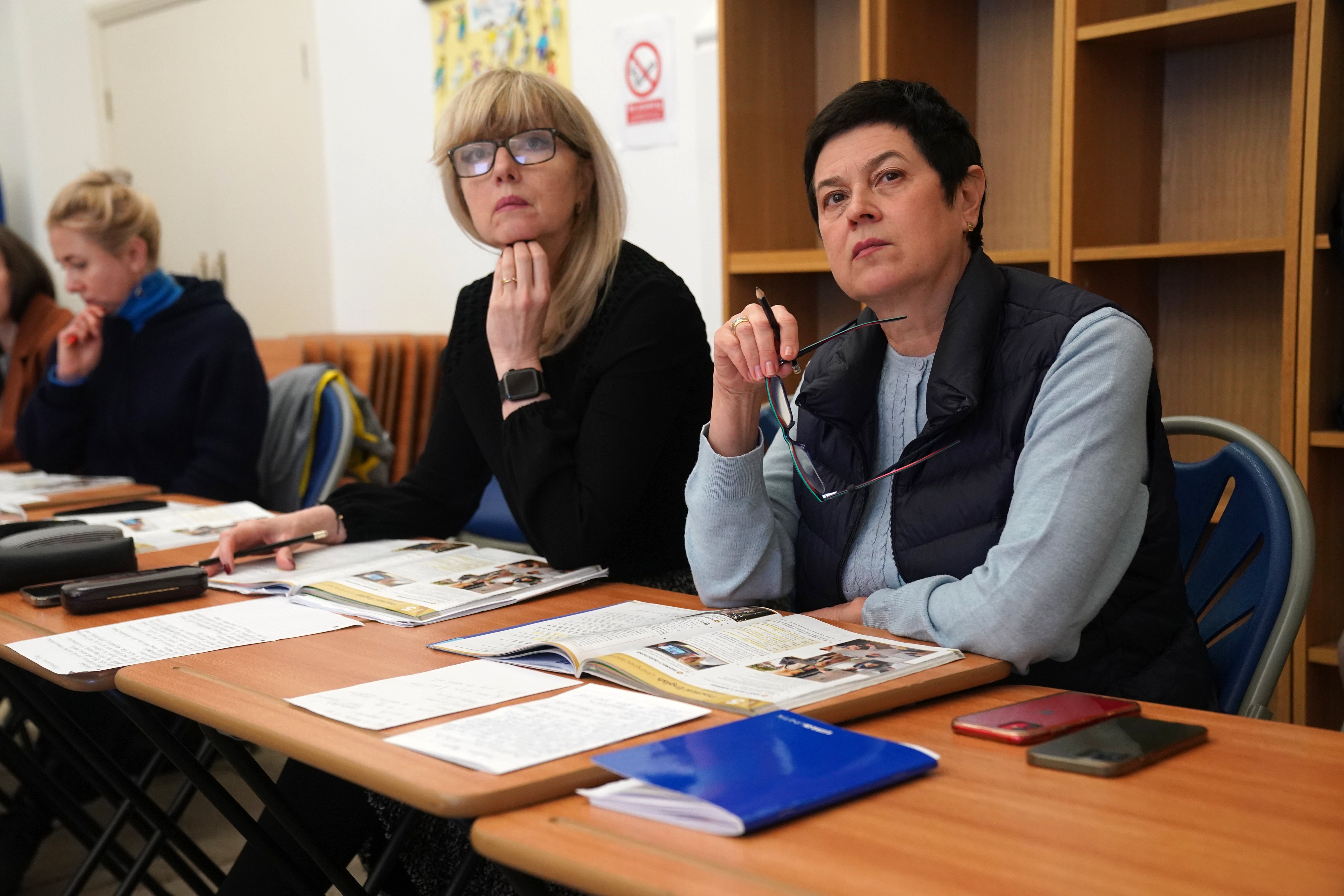 Ukrainian refugees learning English at the Ukrainian Catholic Cathedral in London