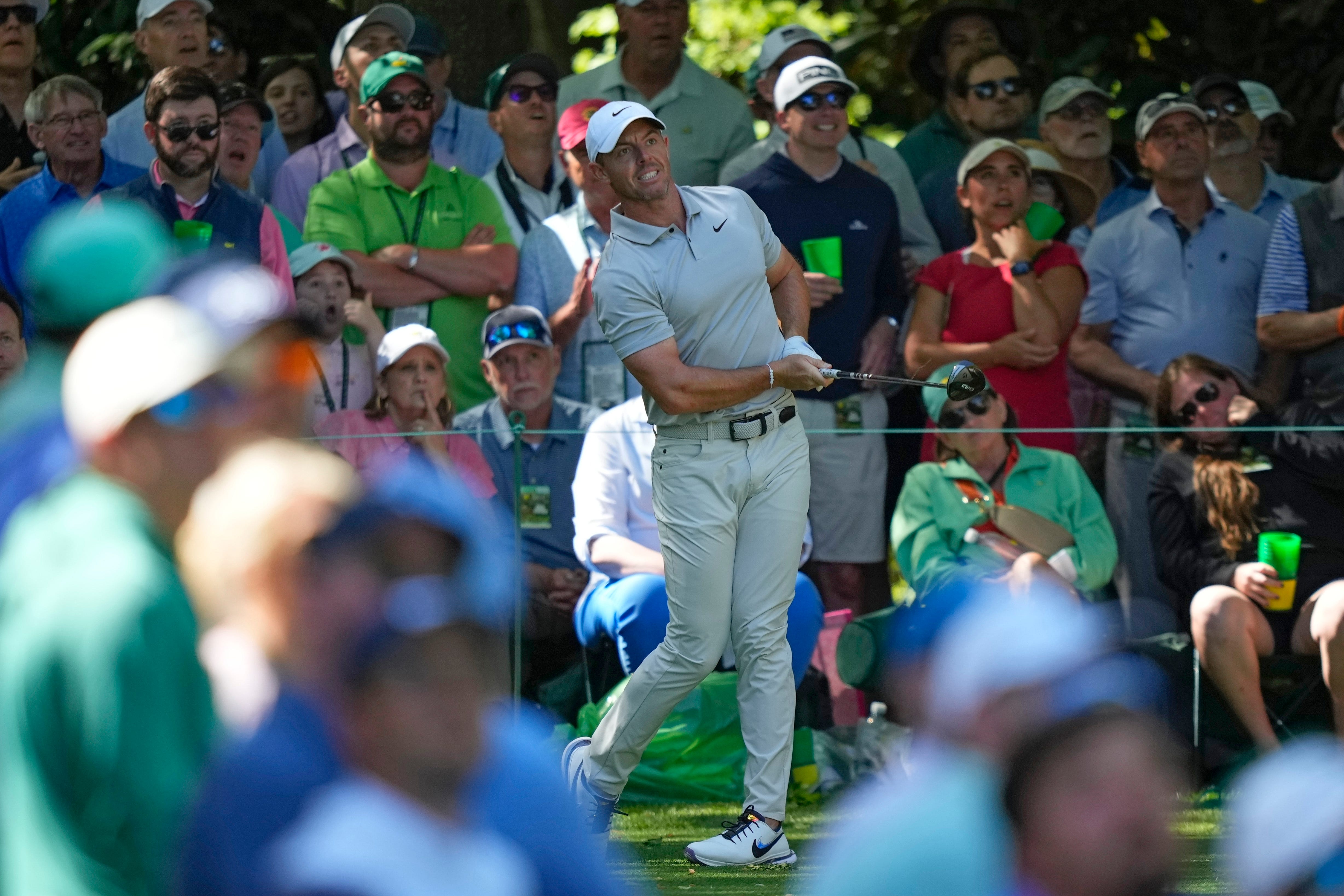Rory McIlroy, of Northern Ireland, watches his tee shot on the seventh hole during the second round (Matt Slocum/AP)