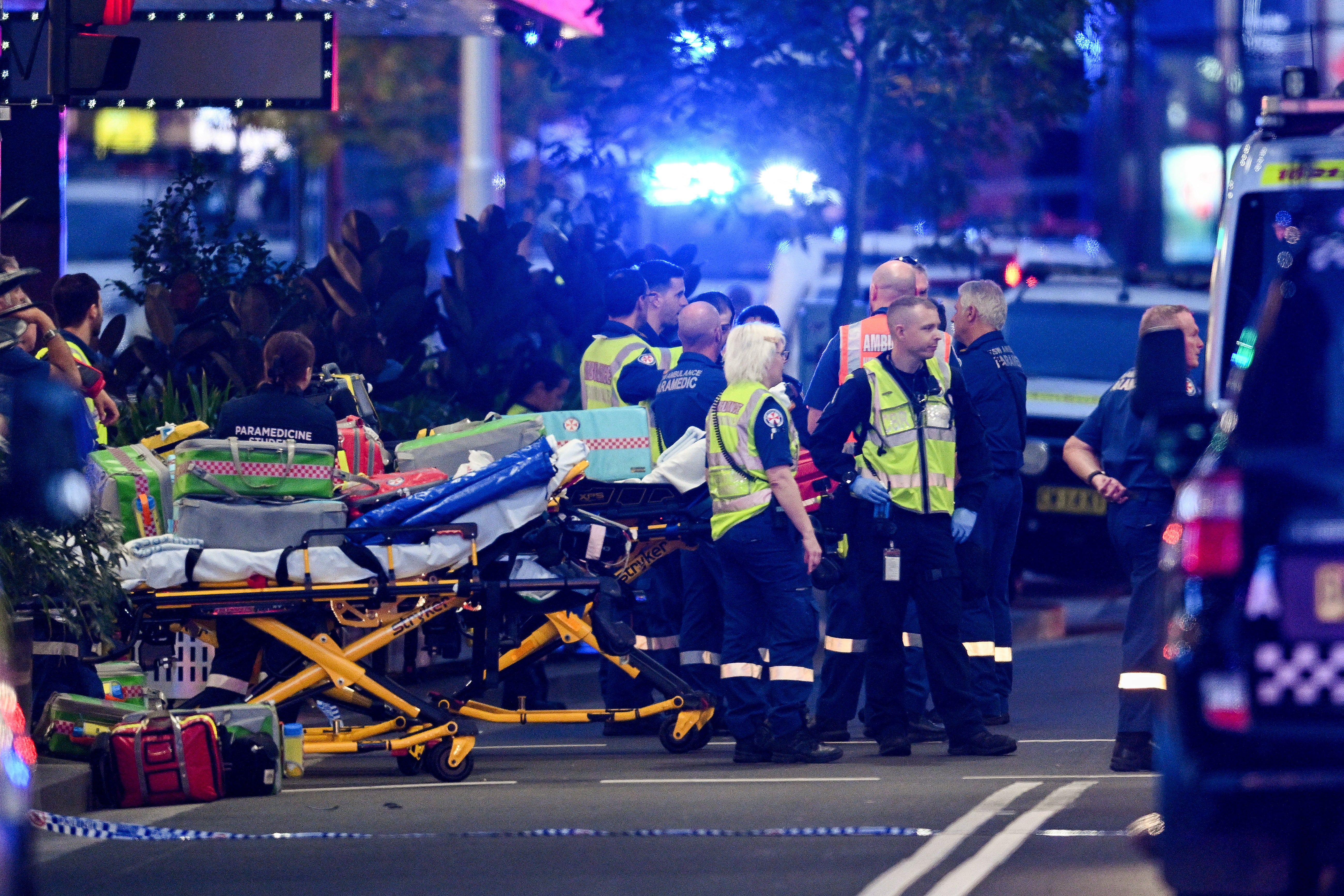 Police officers and emergency service workers are seen at Bondi Junction