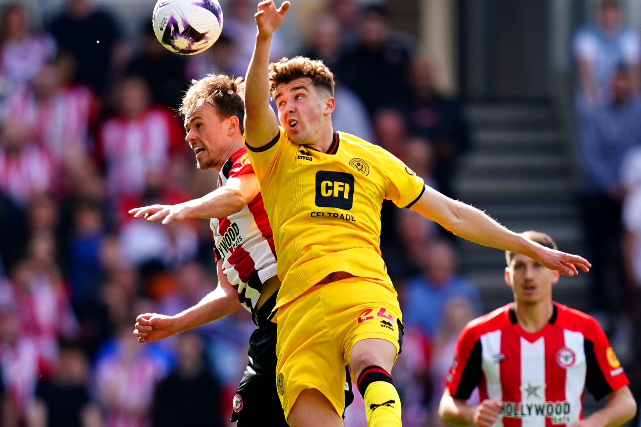 Ollie Arblaster (right) scored an own goal at Brentford (John Walton/PA)