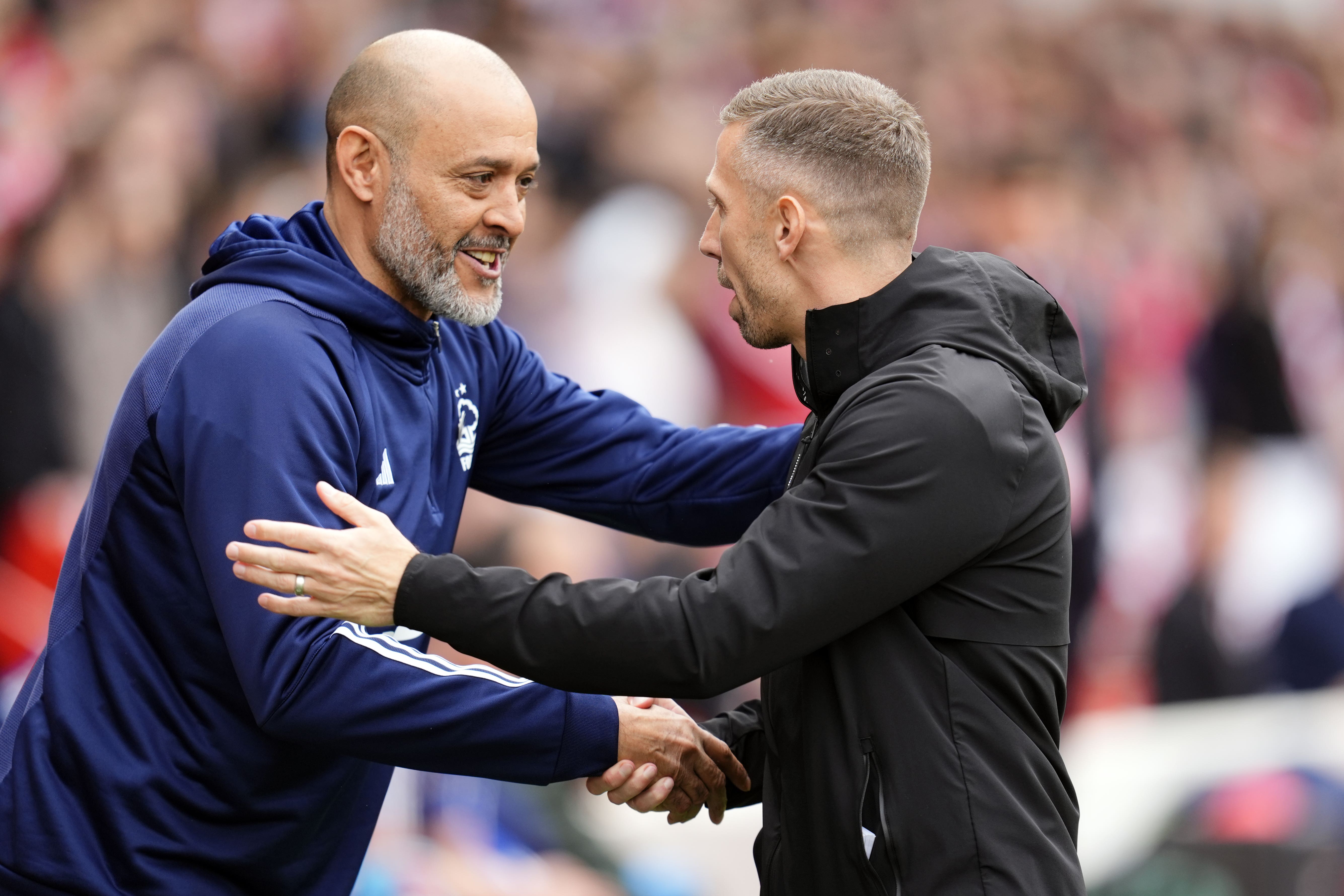 Nuno Espirito Santo, right, saw his side draw with Gary O’Neil’s Wolves (Nick Potts/