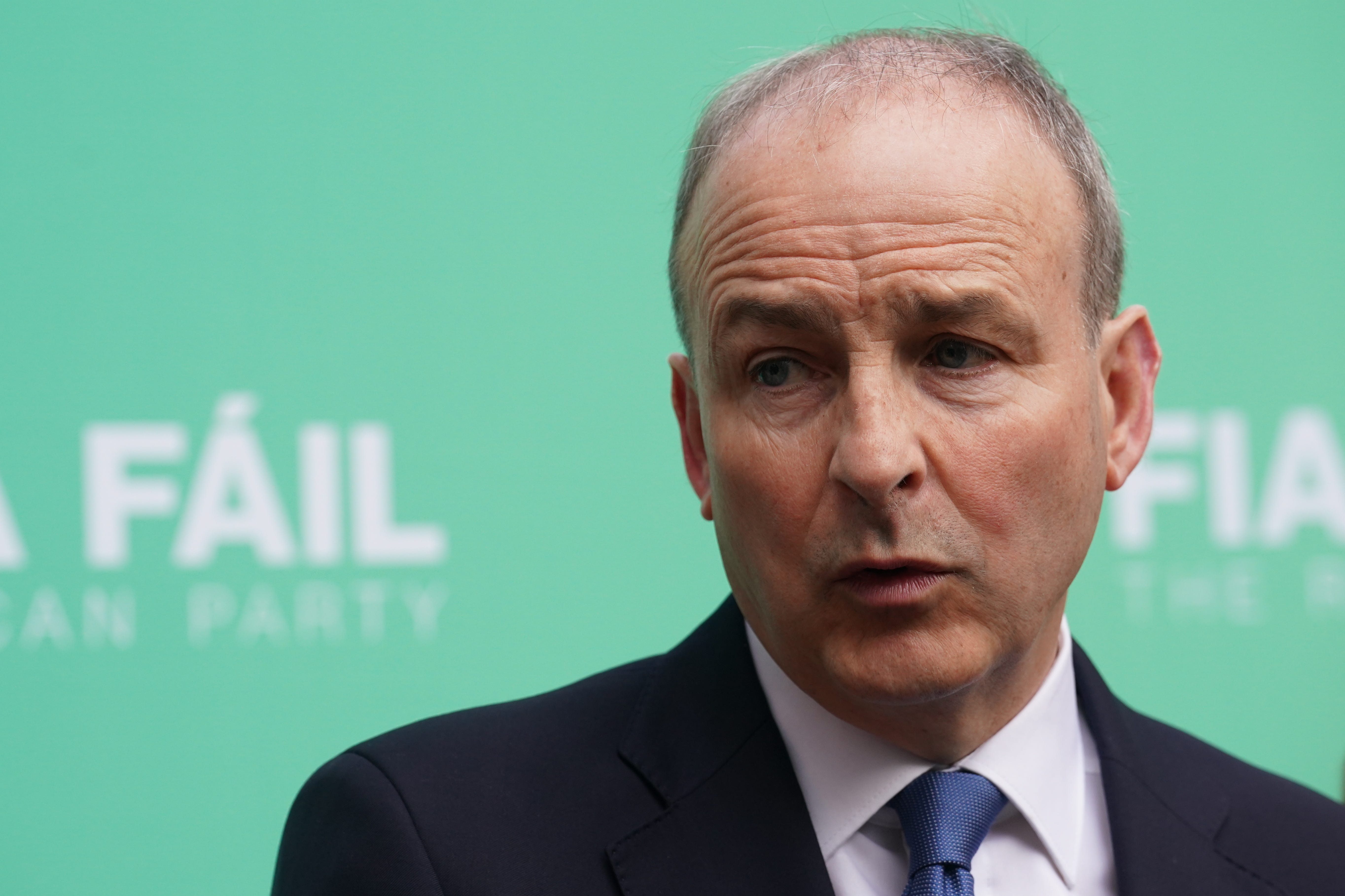 Tanaiste Micheal Martin speaks to the media at the Fianna Fail Ard Fheis, at the Dublin Royal Convention Centre (Brian Lawless/PA)