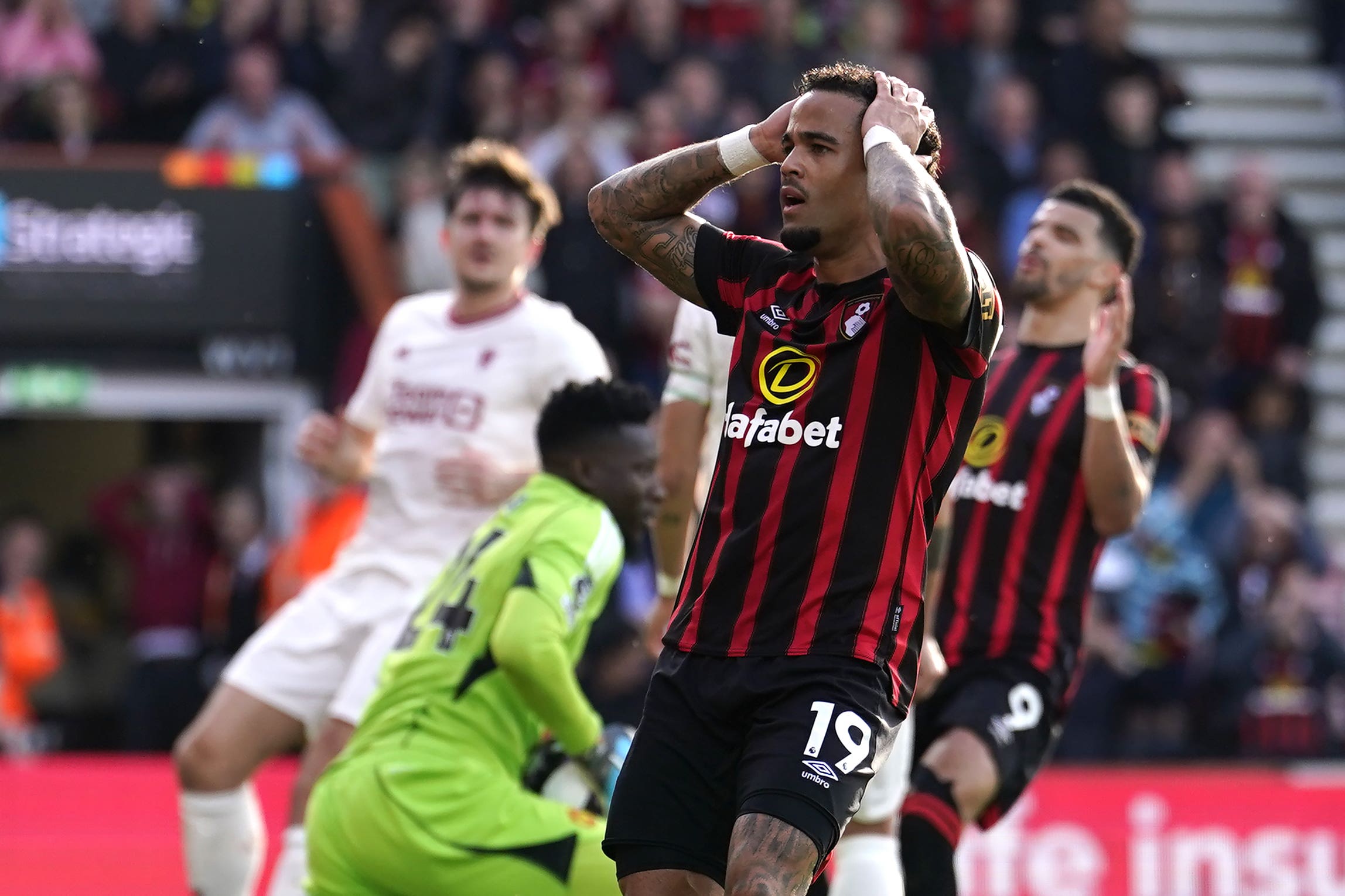 Justin Kluivert reacts to a missed chance (Andrew Matthews/PA)