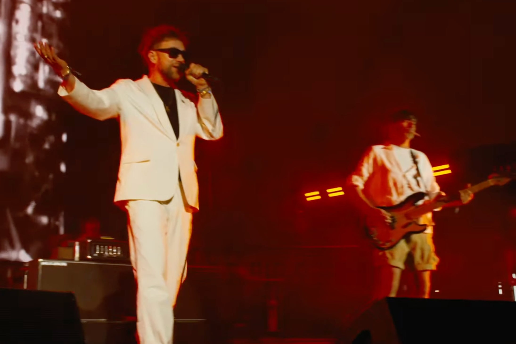 Blur’s Damon Albarn and Alex James onstage at Coachella 2024