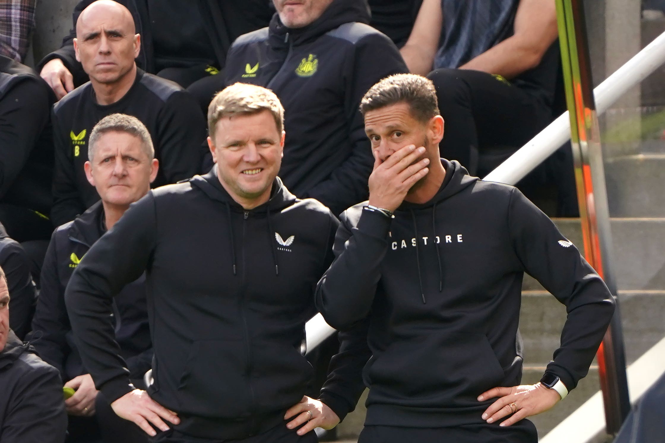 Newcastle boss Eddie Howe (left) is grateful for the support of the club’s hierarchy (Owen Humphreys/PA)