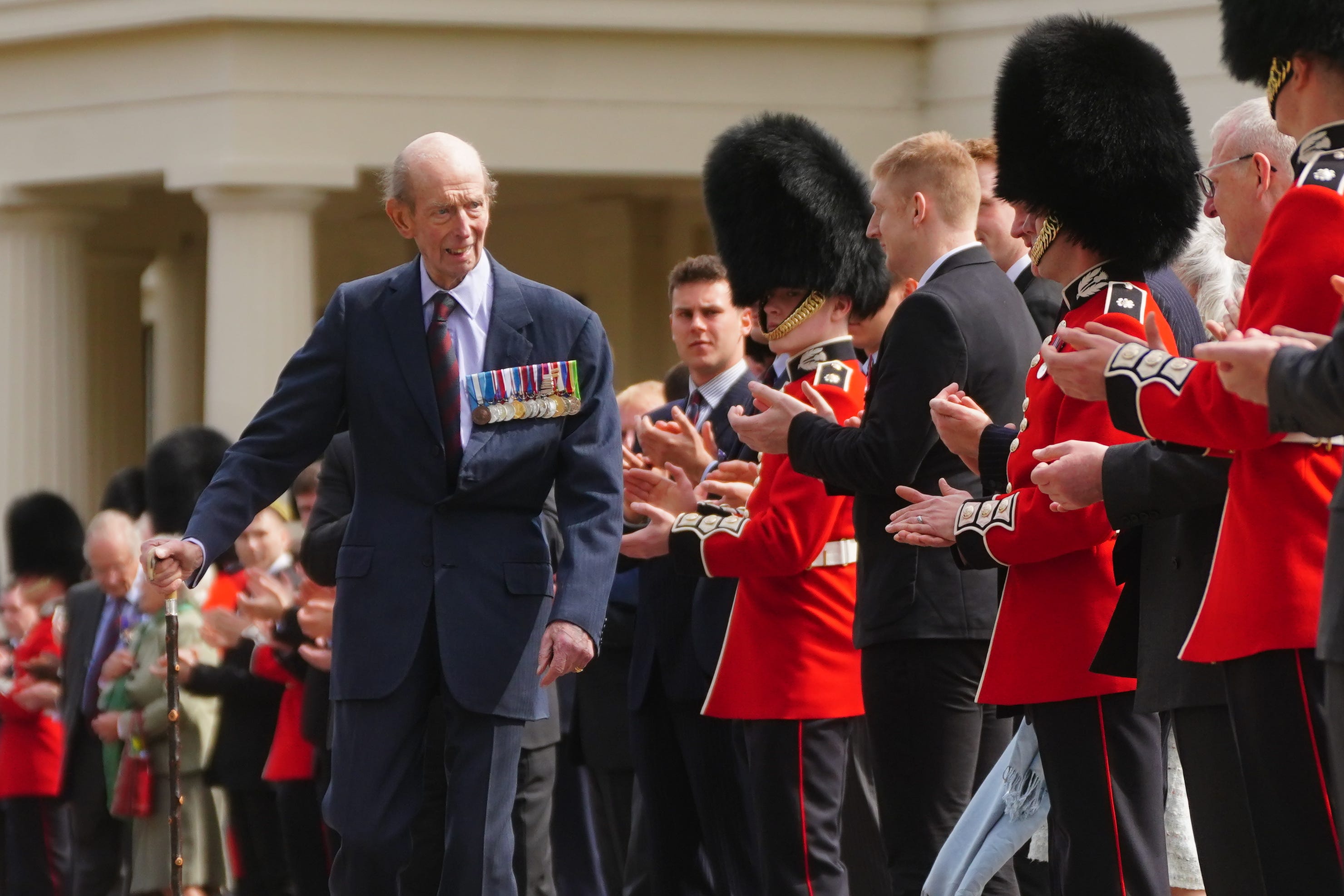 The 88-year-old royal paid tribute to the Guardsmen’s ‘bravery, selfless courage and devotion to duty’ (Victoria Jones/PA)