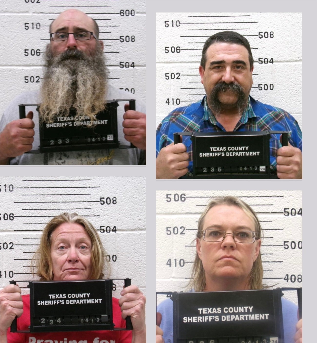 Tad Bert Cullum, 43, Tifany Machel Adams, 54, Cole Earl Twombly, 50 and Cora Twombly were arrested and charged with murder in connection with the disappearance of Veronica Butler, 27, and Jilian Kelley, 39