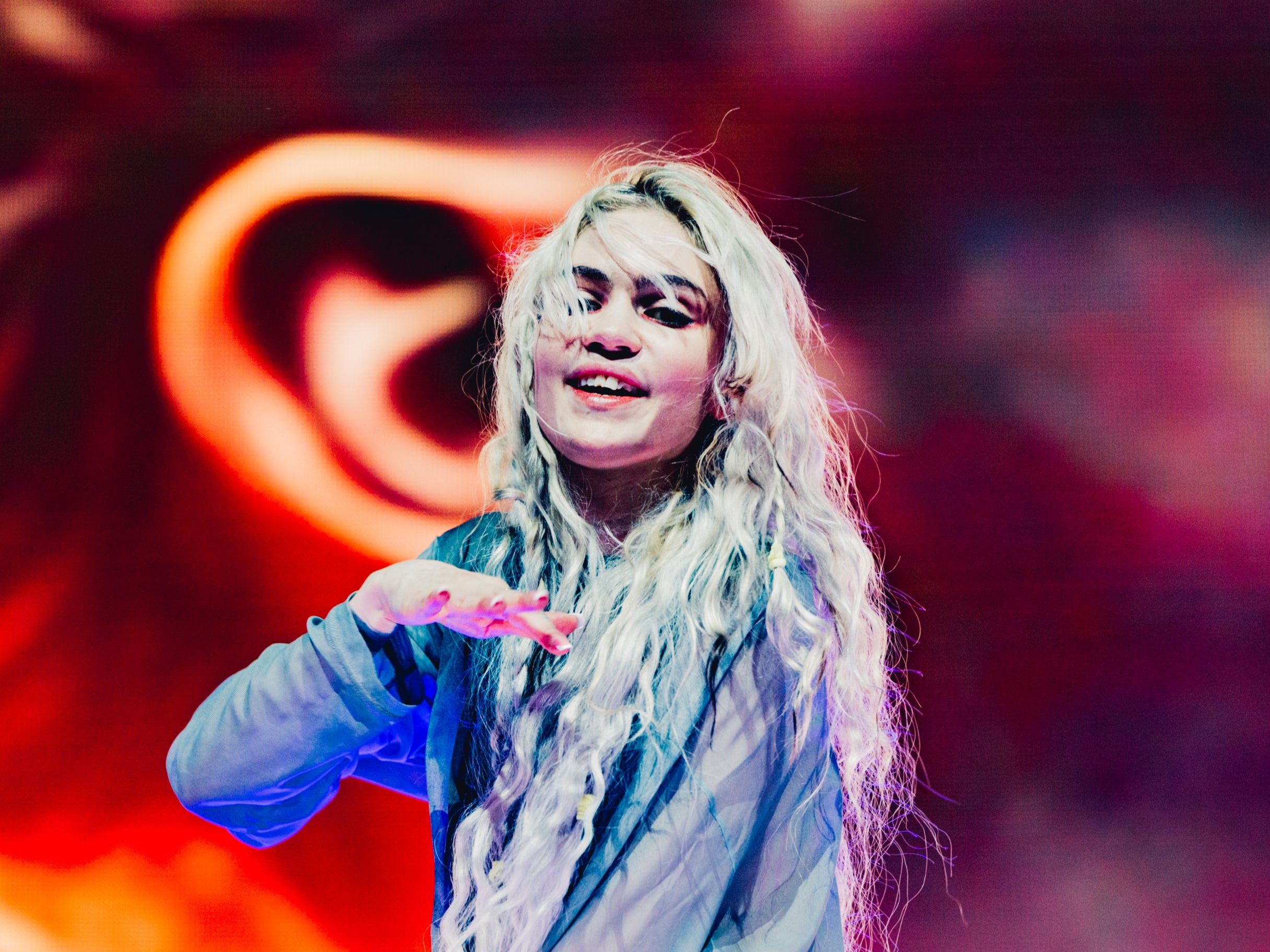 Grimes performs at the Sahara Stage at the 2024 Coachella Valley Music And Arts Festival