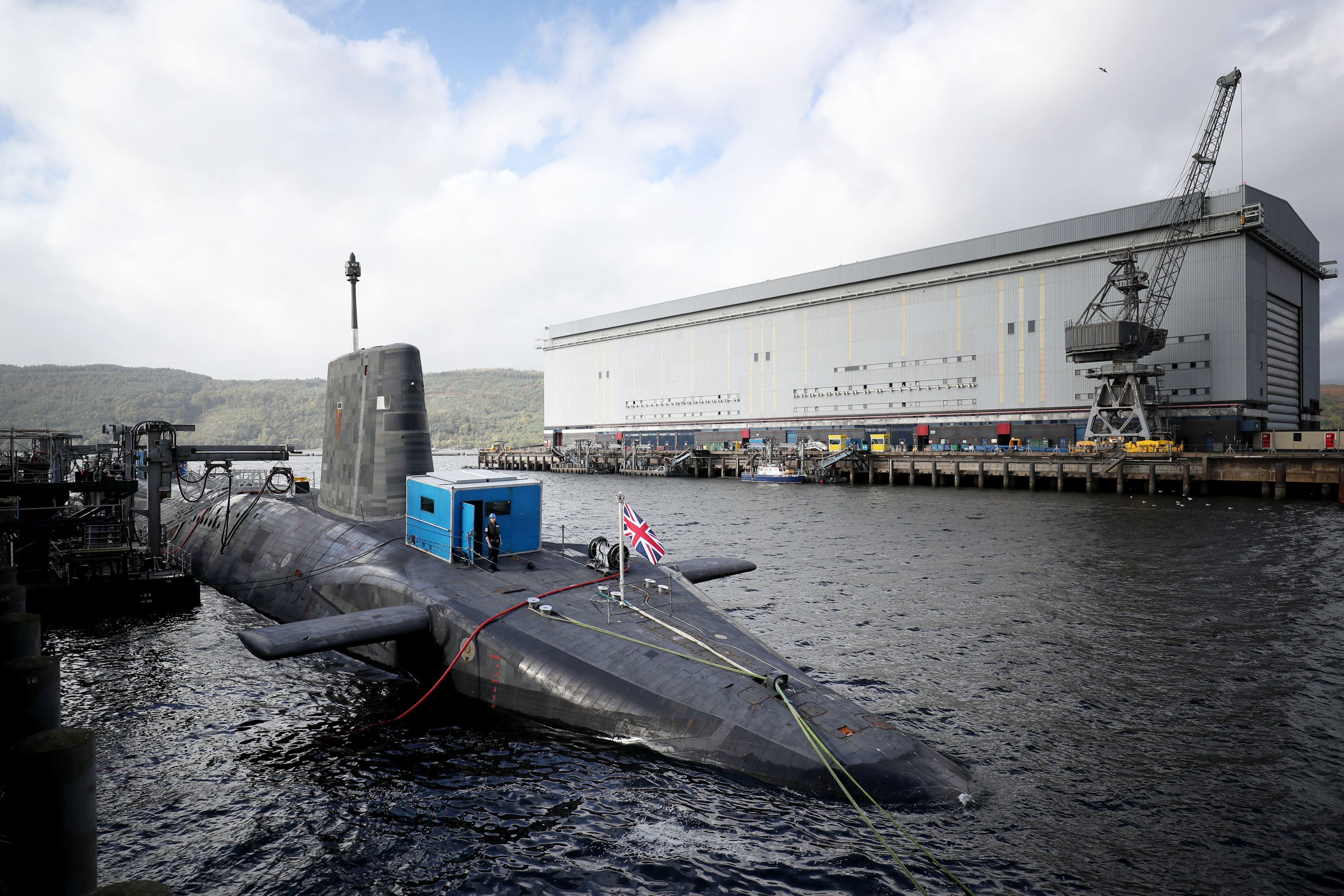 The Vanguard-class nuclear deterrent submarine HMS Vengeance at HM Naval Base Clyde, Faslane (Jane Barlow/PA)