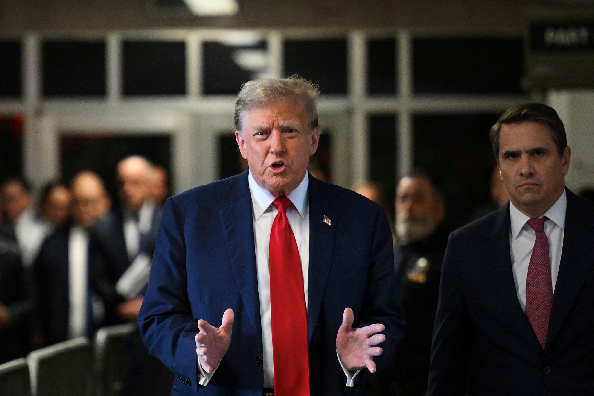 Trump at the first day of his trial at Manhattan Criminal Court