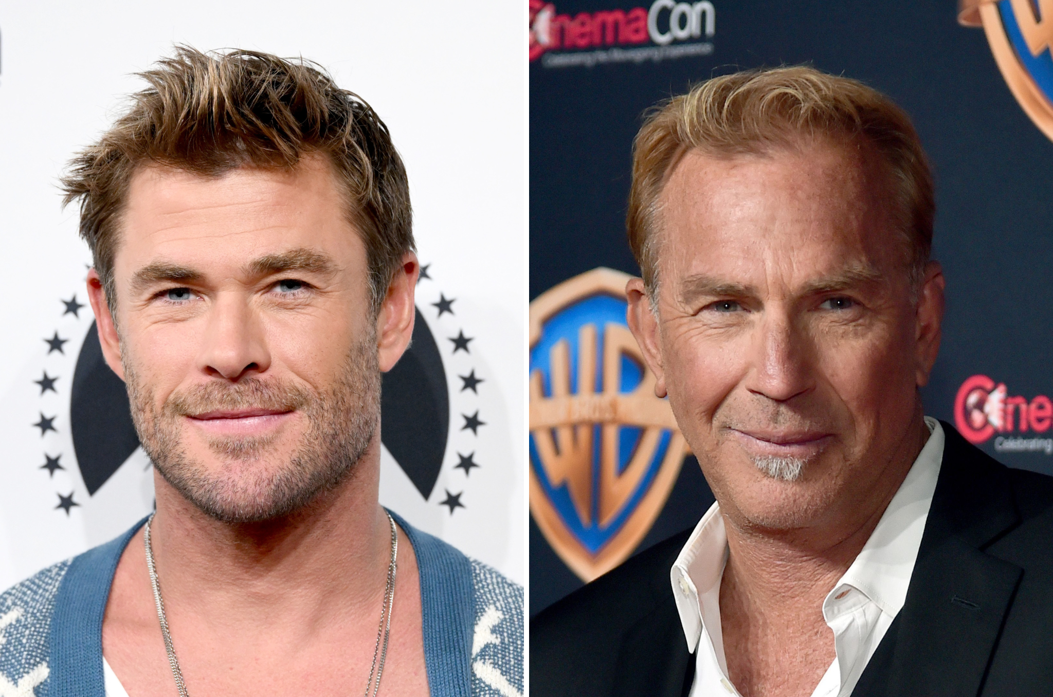 Actors Chris Hemsworth (left) and Kevin Costner