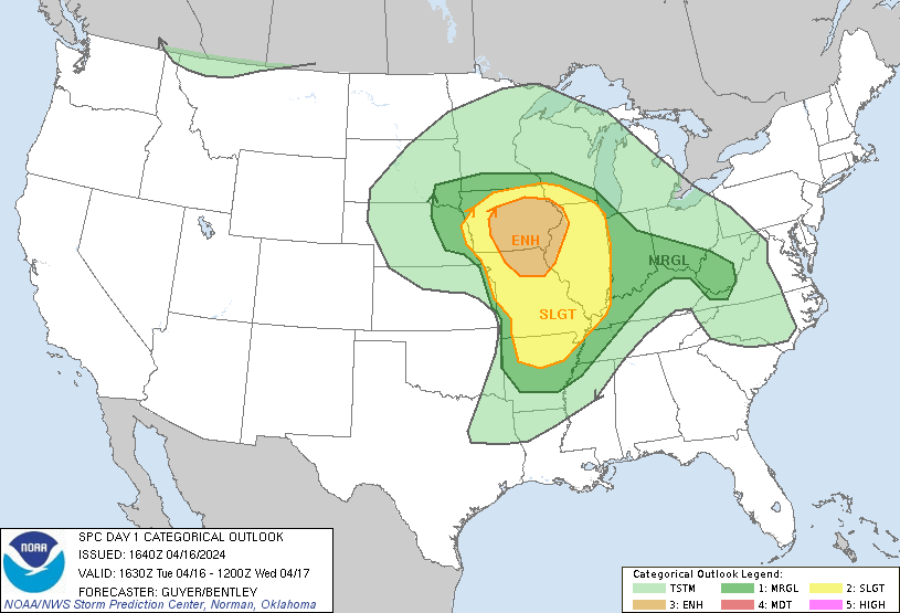 Severe thunderstorms are sweeping across the heartlands on Tuesday