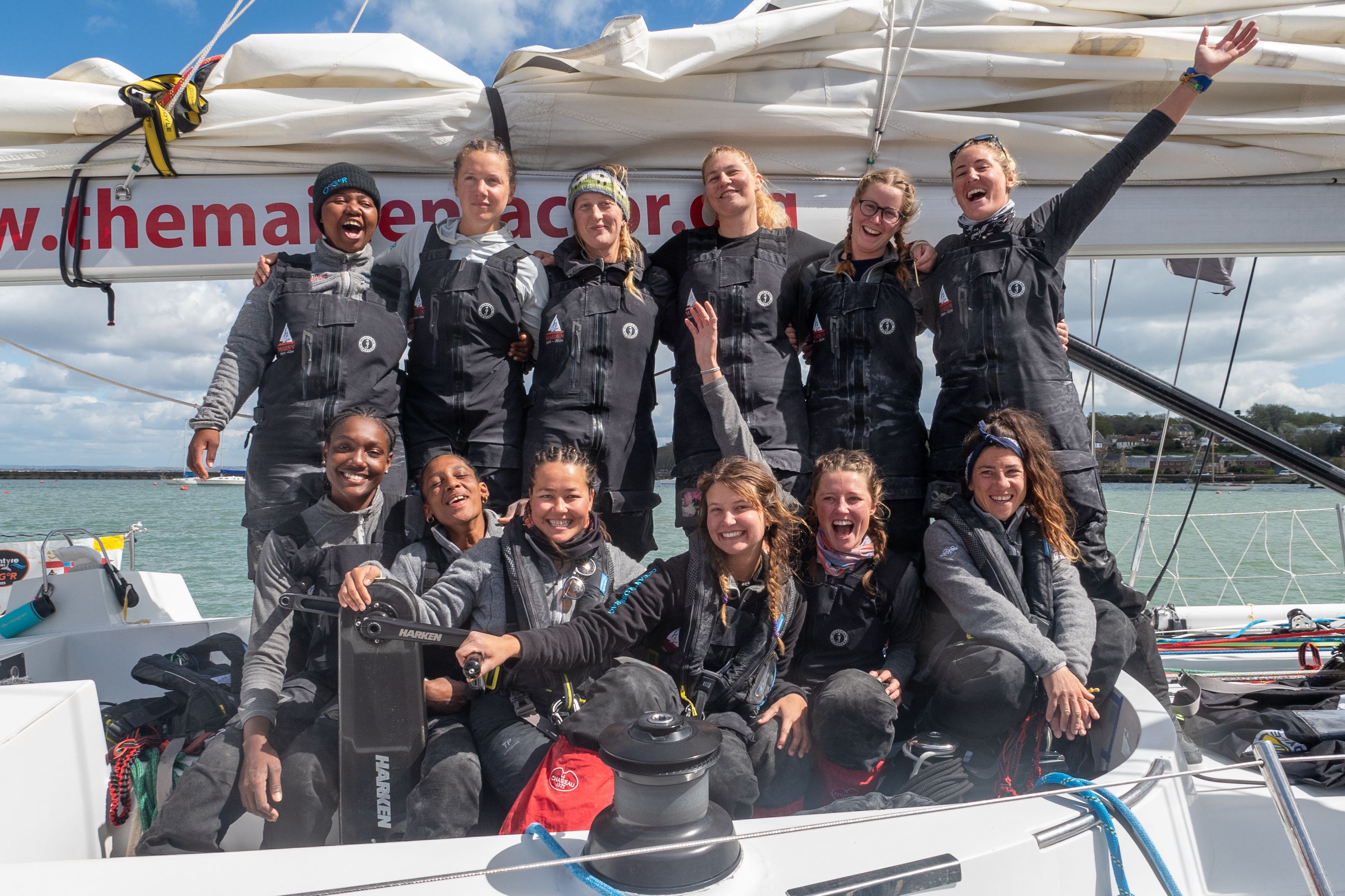 The crew completed the Ocean Globe Race aboard their yacht, Maiden, at 10.52am on Tuesday (Kaia Bint Savage/The Maiden Factor/PA)