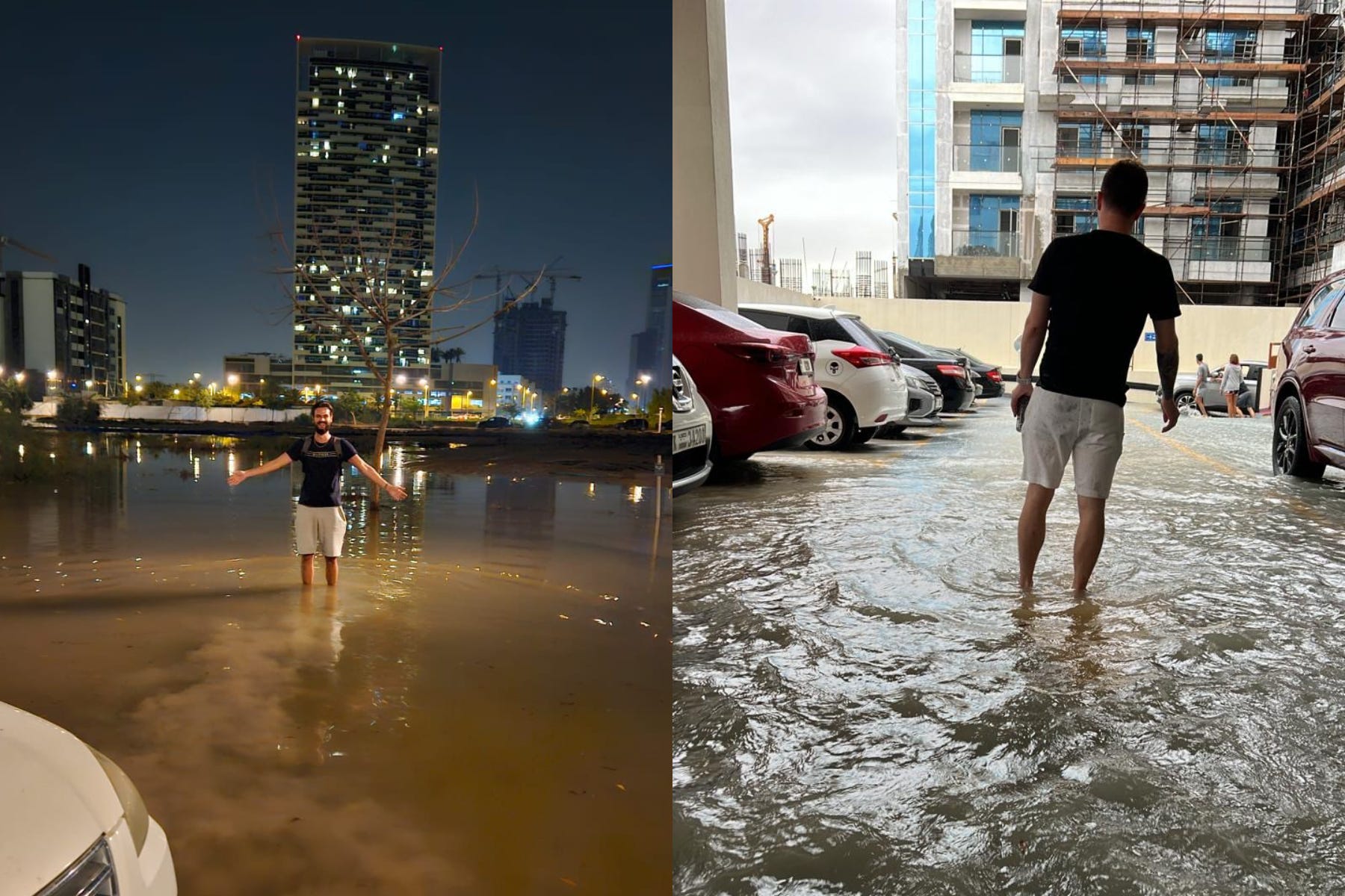 Jake McCulloch (left) described seeing cars ‘fully submerged’ in water after storms caused heavy flooding to the region (Jake McCulloch/PA)