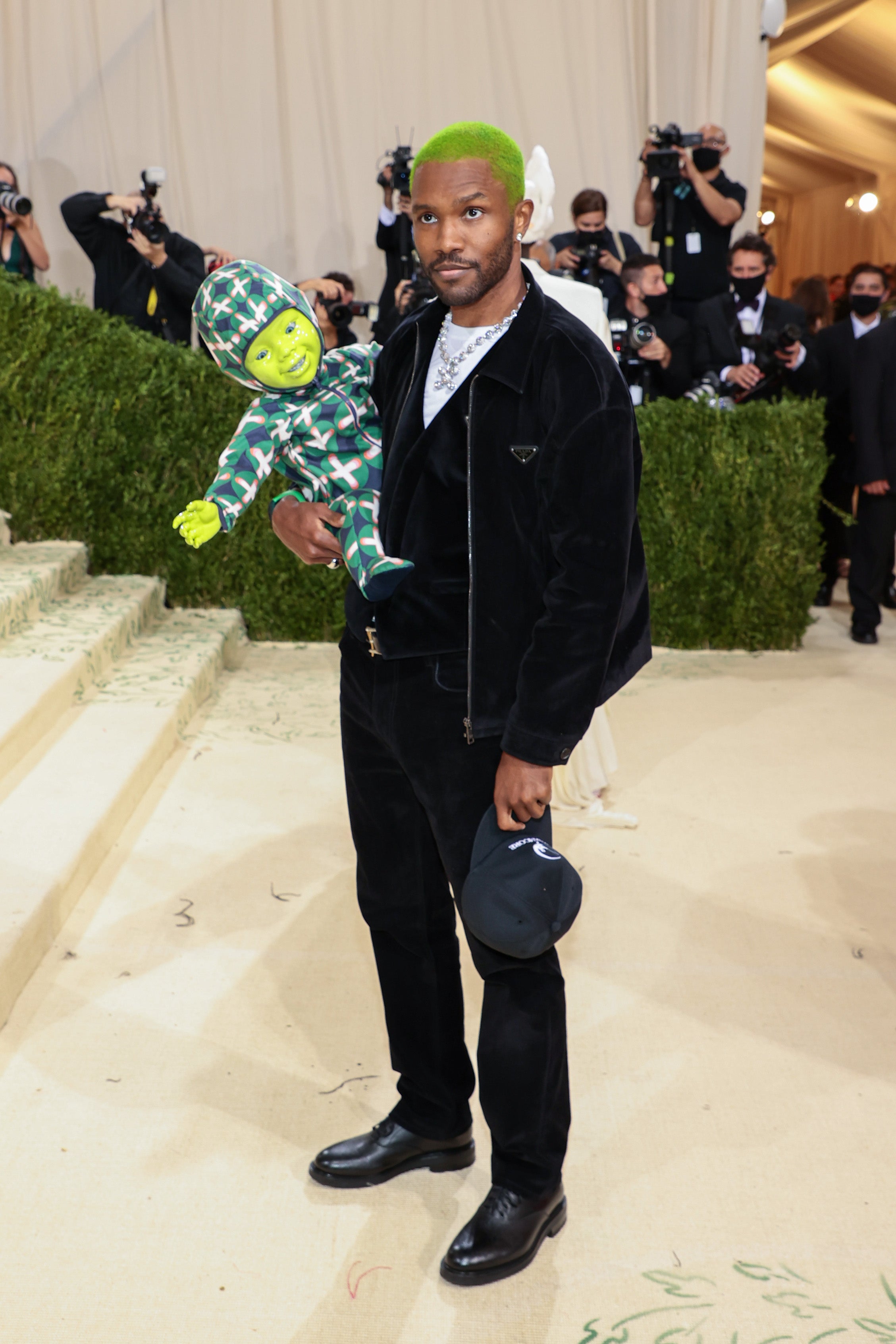 Frank Ocean carried a green alien baby to the 2021 Met Gala