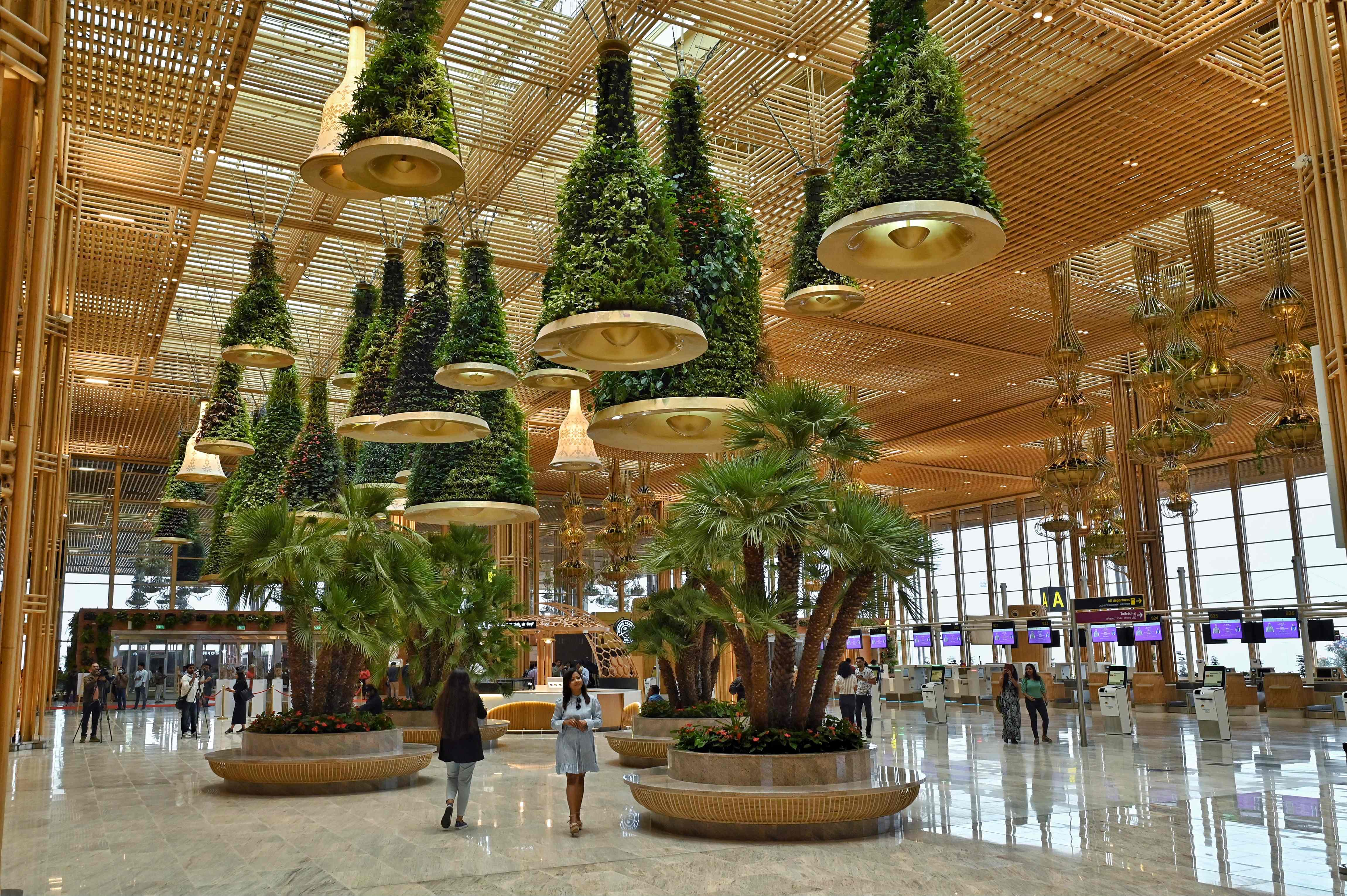 Hanging and vertical gardens at Terminal 2 of the Kempegowda International Airport in Bengaluru