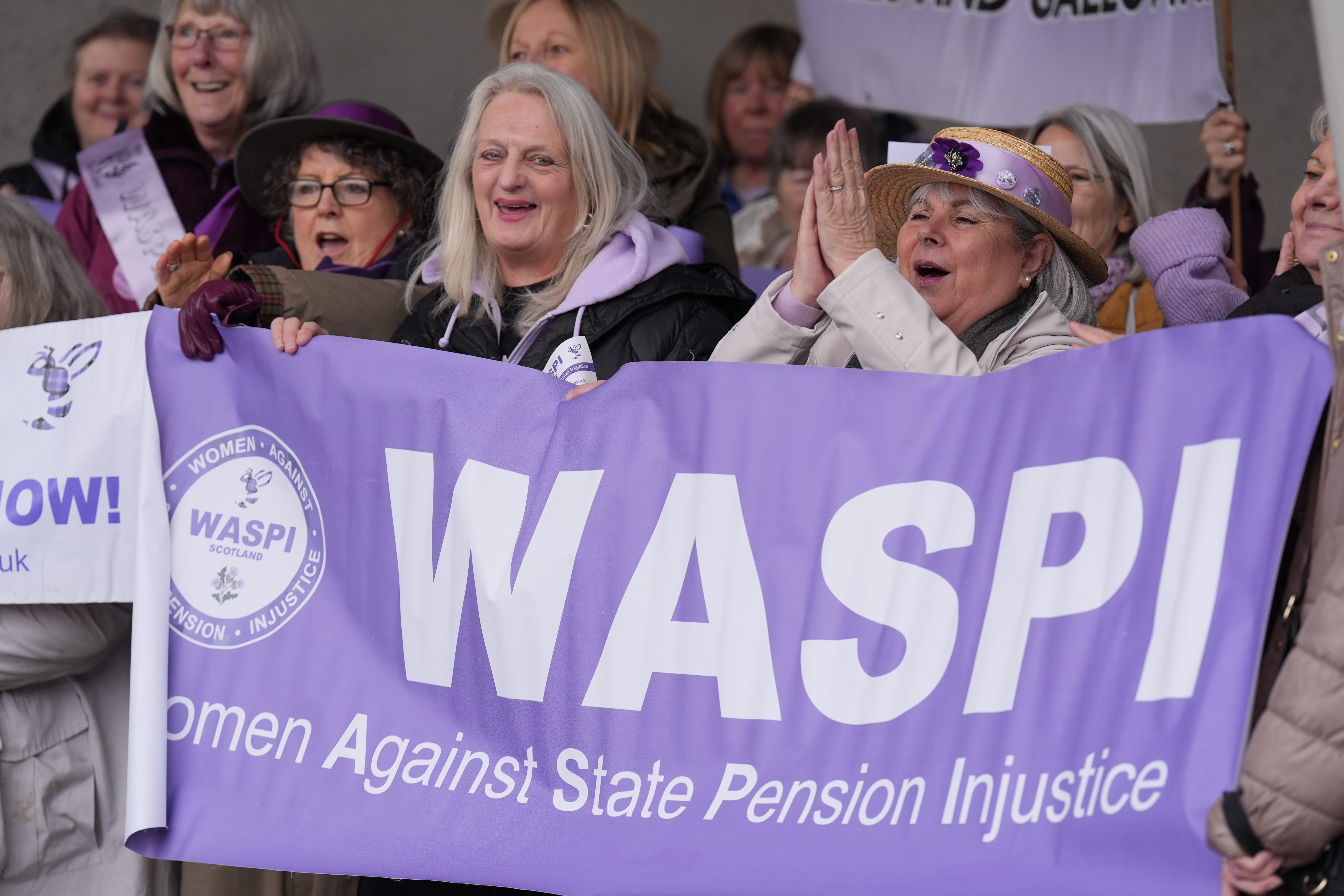 A Women Against State Pension Inequality protest was staged outside the Scottish Parliament in Edinburgh (Andrew Milligan/PA)