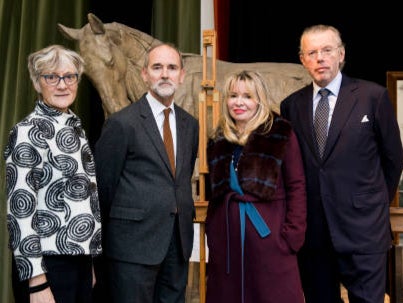 President and former President of the Royal Academy, Rebecca Salter and Christopher Le Brun, with Julia and Hans Rausing, after they gave a £10m gift