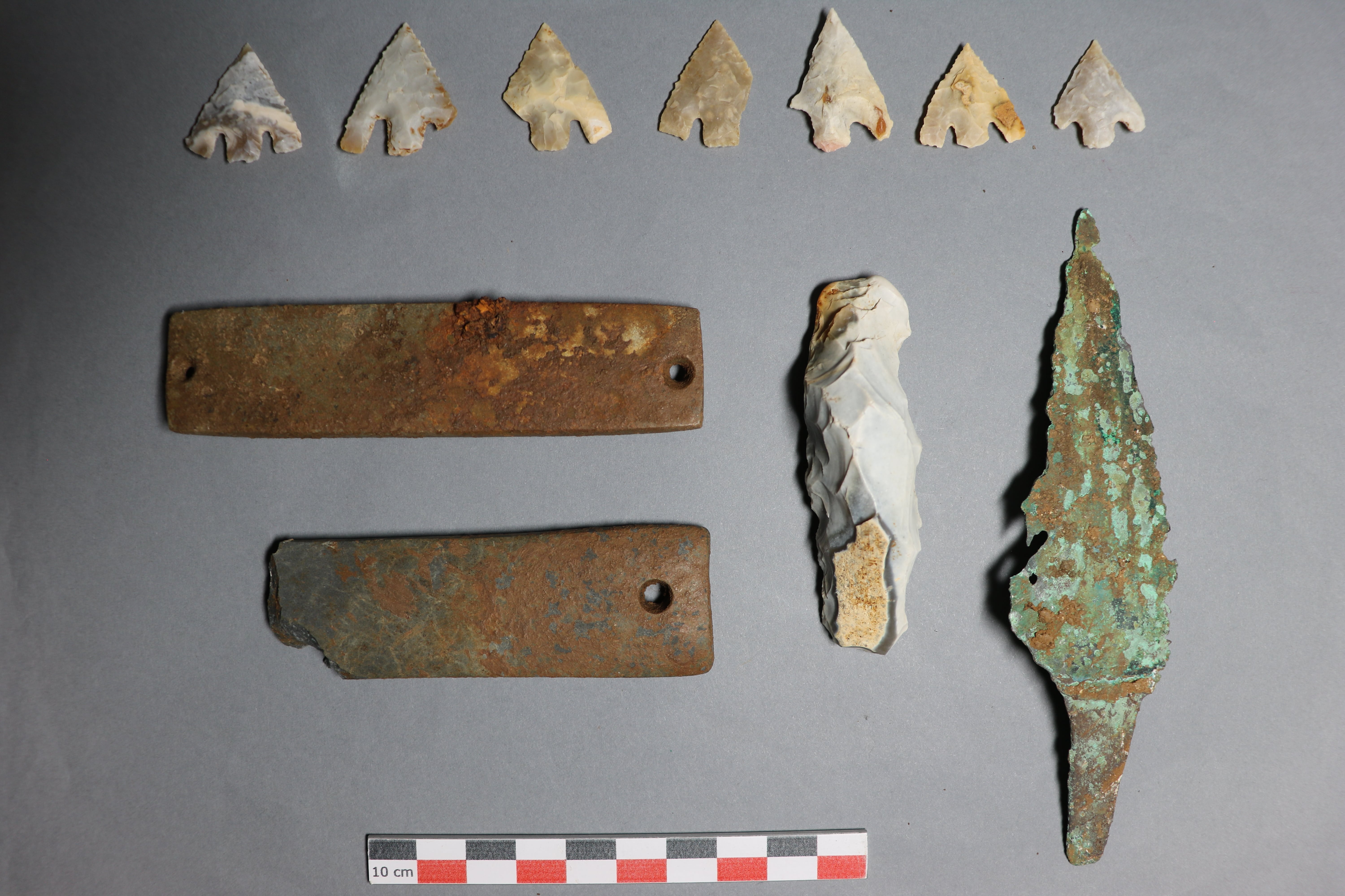 Weapons found at the site include flint arrowheads