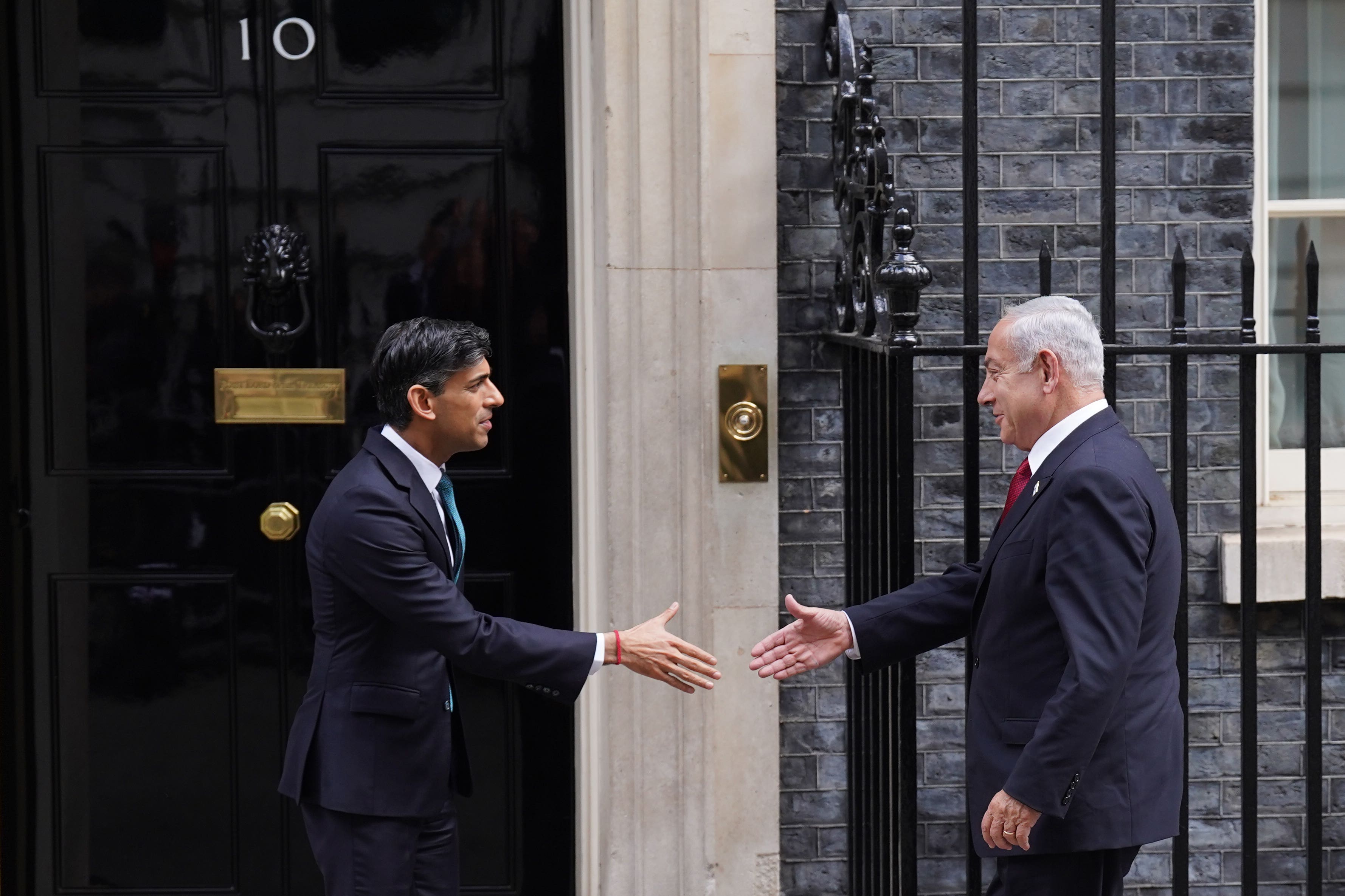 Rishi Sunak with Israeli Prime Minister Benjamin Netanyahu (Stefan Rousseau/PA)