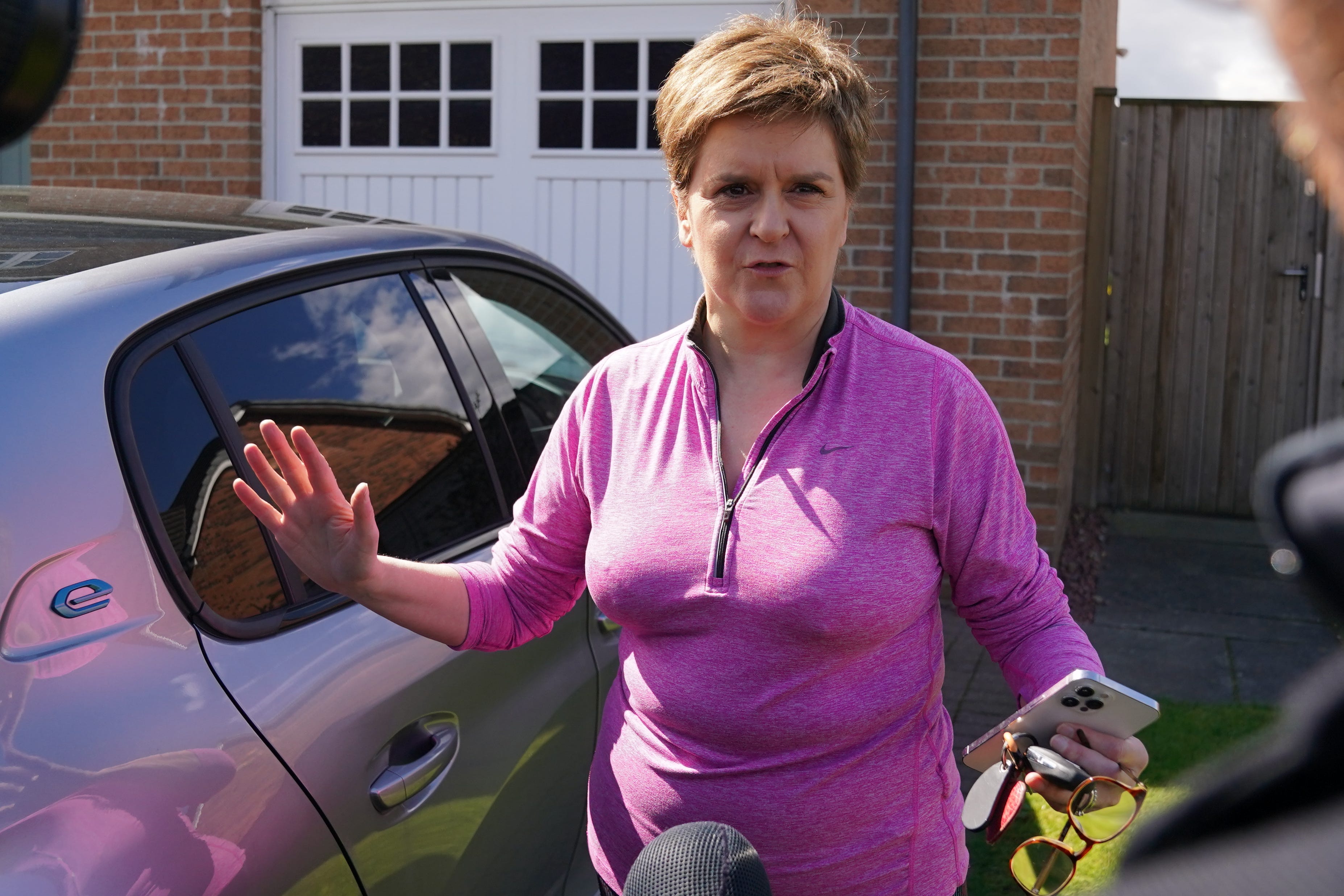 Former first minister of Scotland Nicola Sturgeon spoke briefly after her husband was charged by police (Andrew Milligan/PA)
