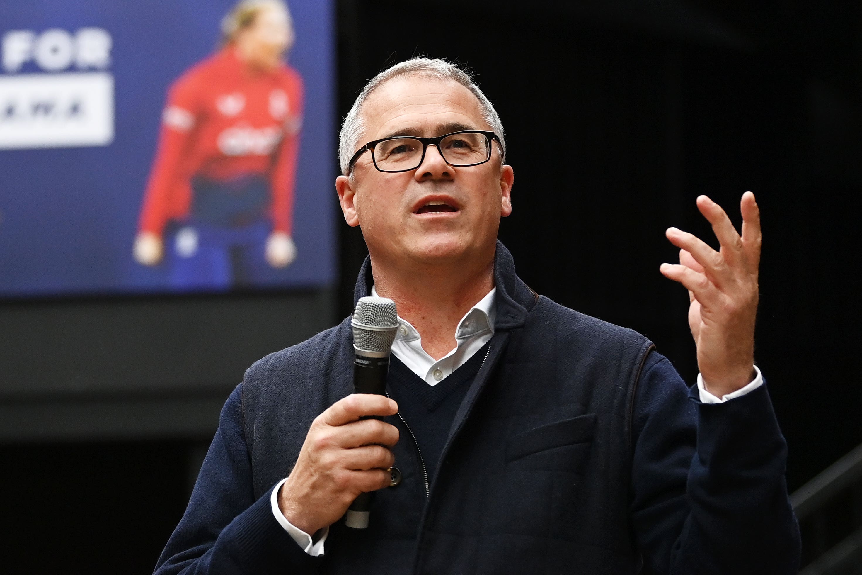 ECB chief executive Richard Gould speaking at a tape ball showcase in Birmingham (ECB Handout)