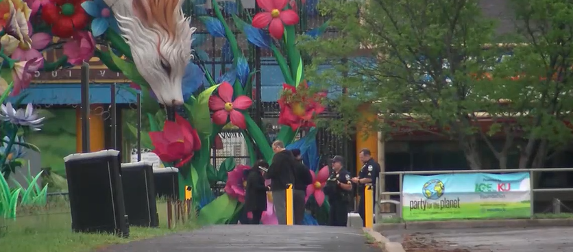 The Sixth Division of the Louisville Metro Police outside the Louisville Zoo amid the site being swept after the bomb threat