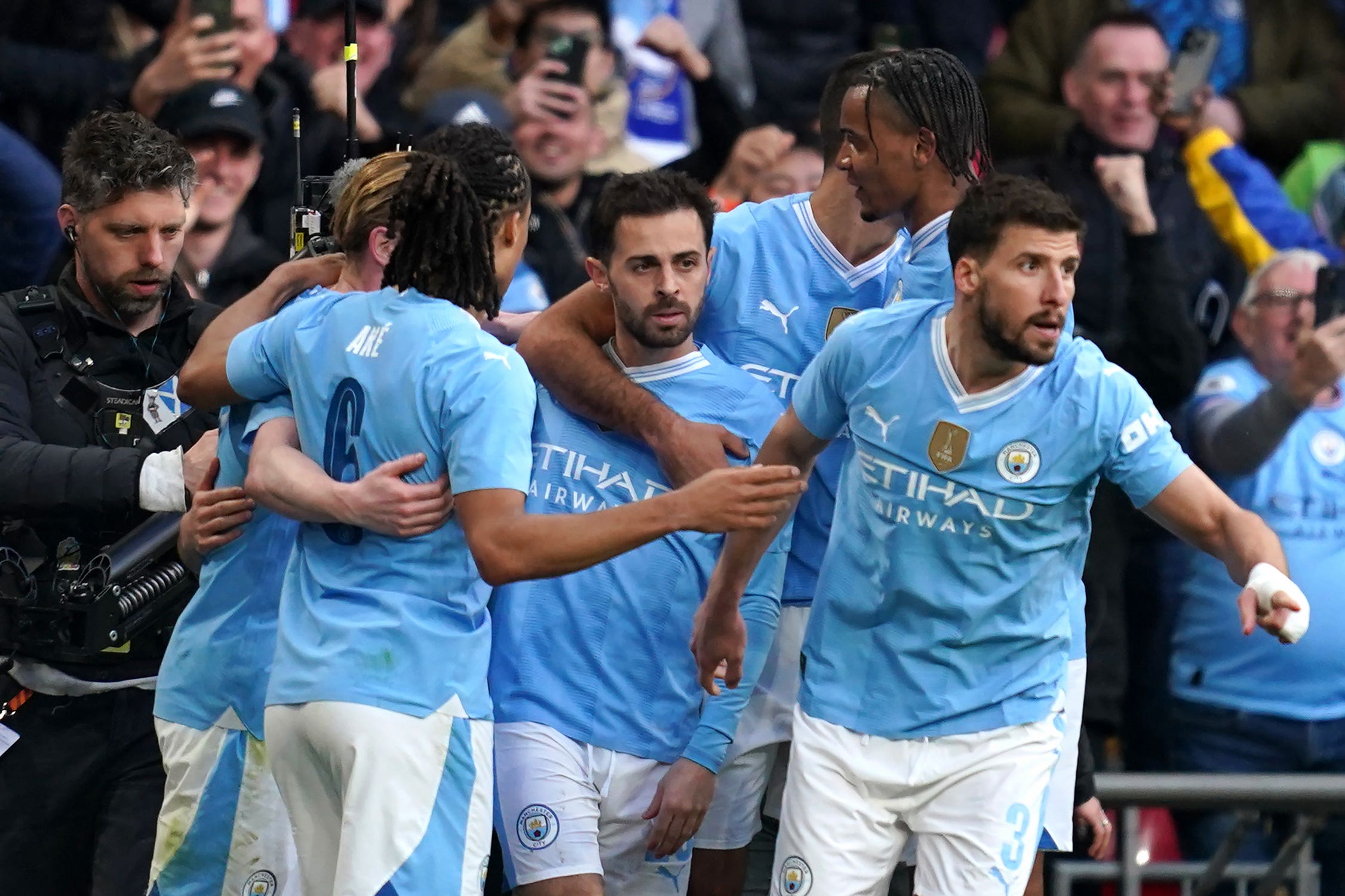 Bernardo Silva (centre) netted Manchester City’s late second-half winner (Adam Davy/PA)