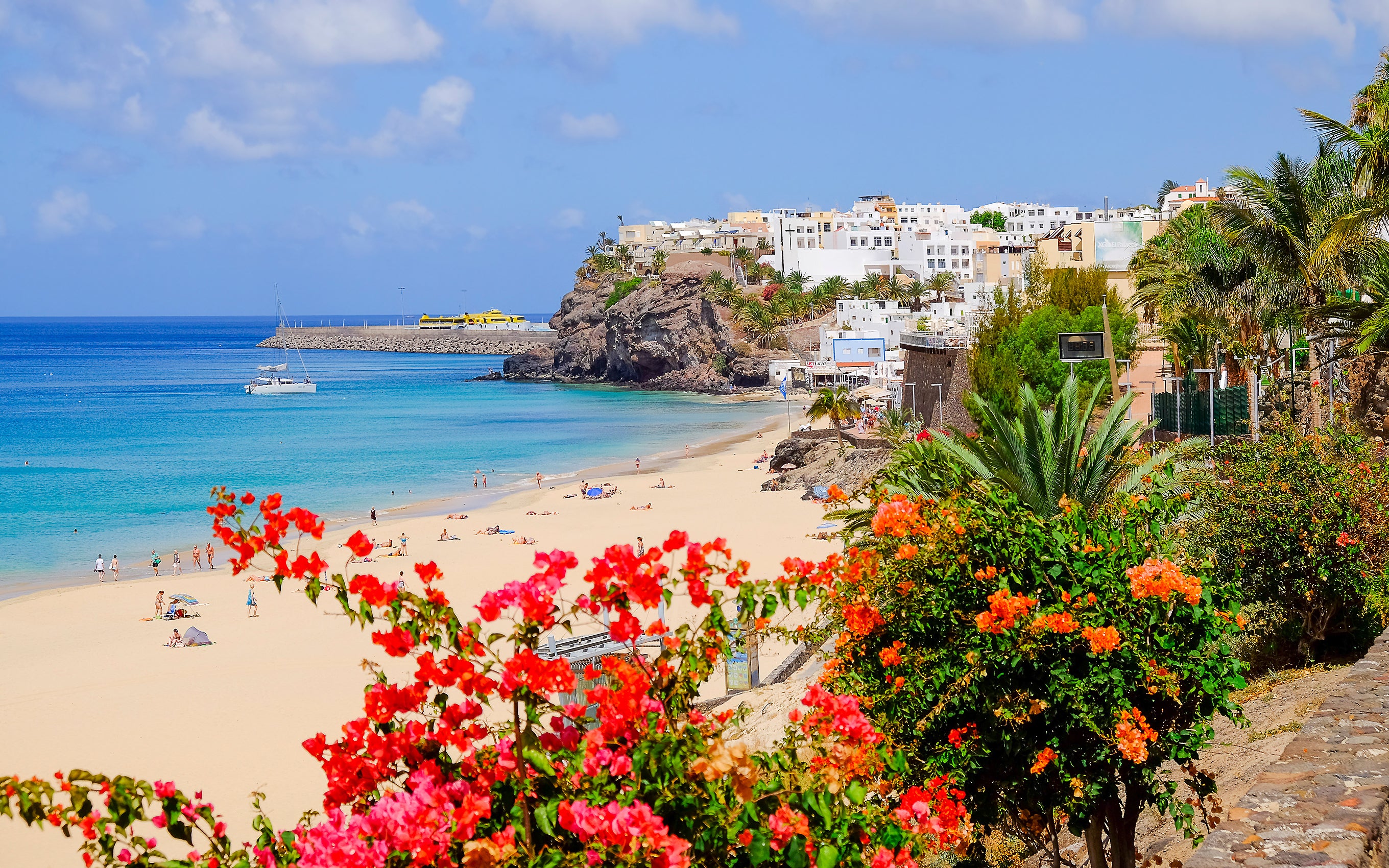 The town of Morro Jable as seen from a beach on the Atlantic island