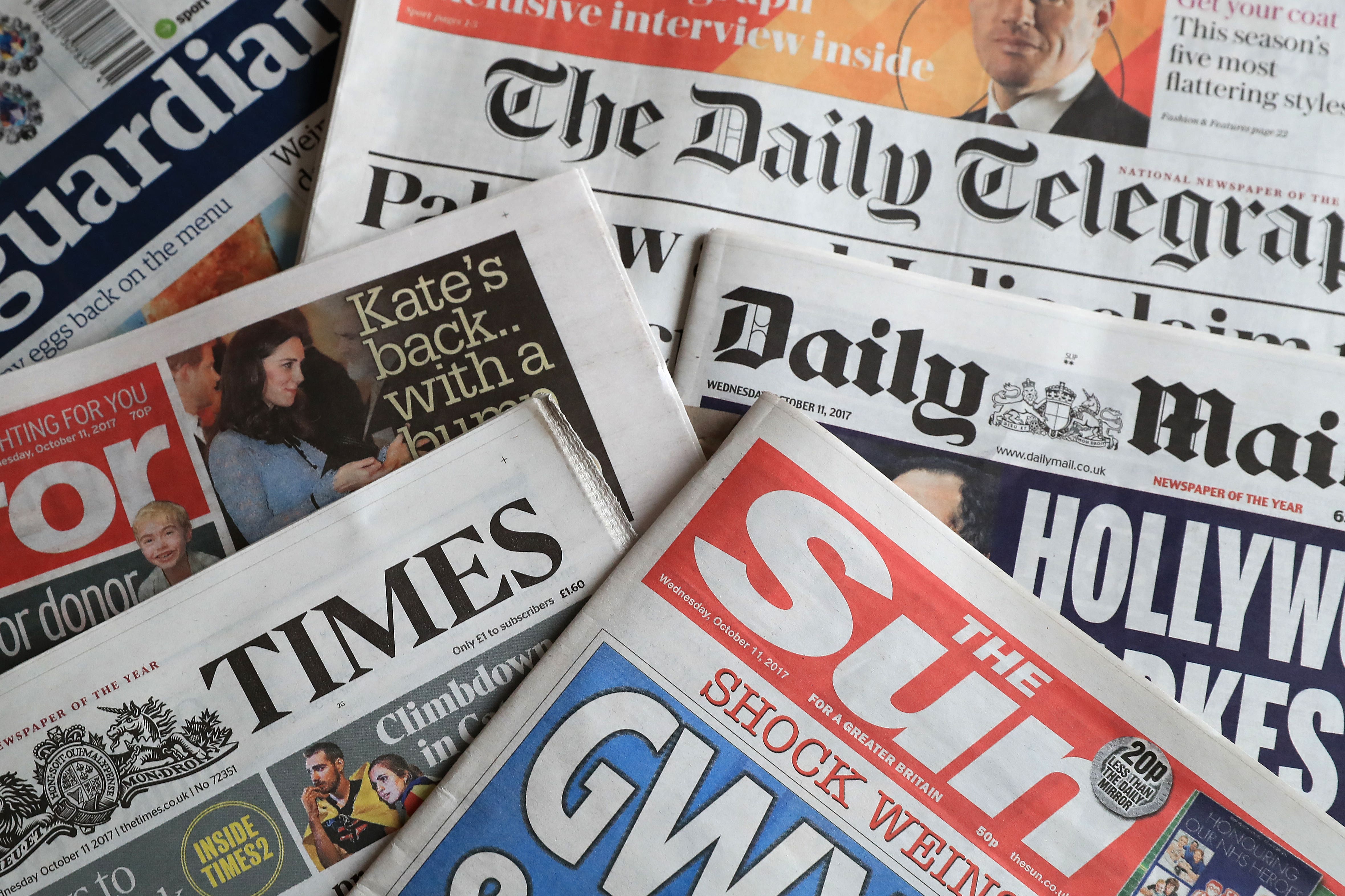 A collection of British newspapers (Peter Byrne/PA)