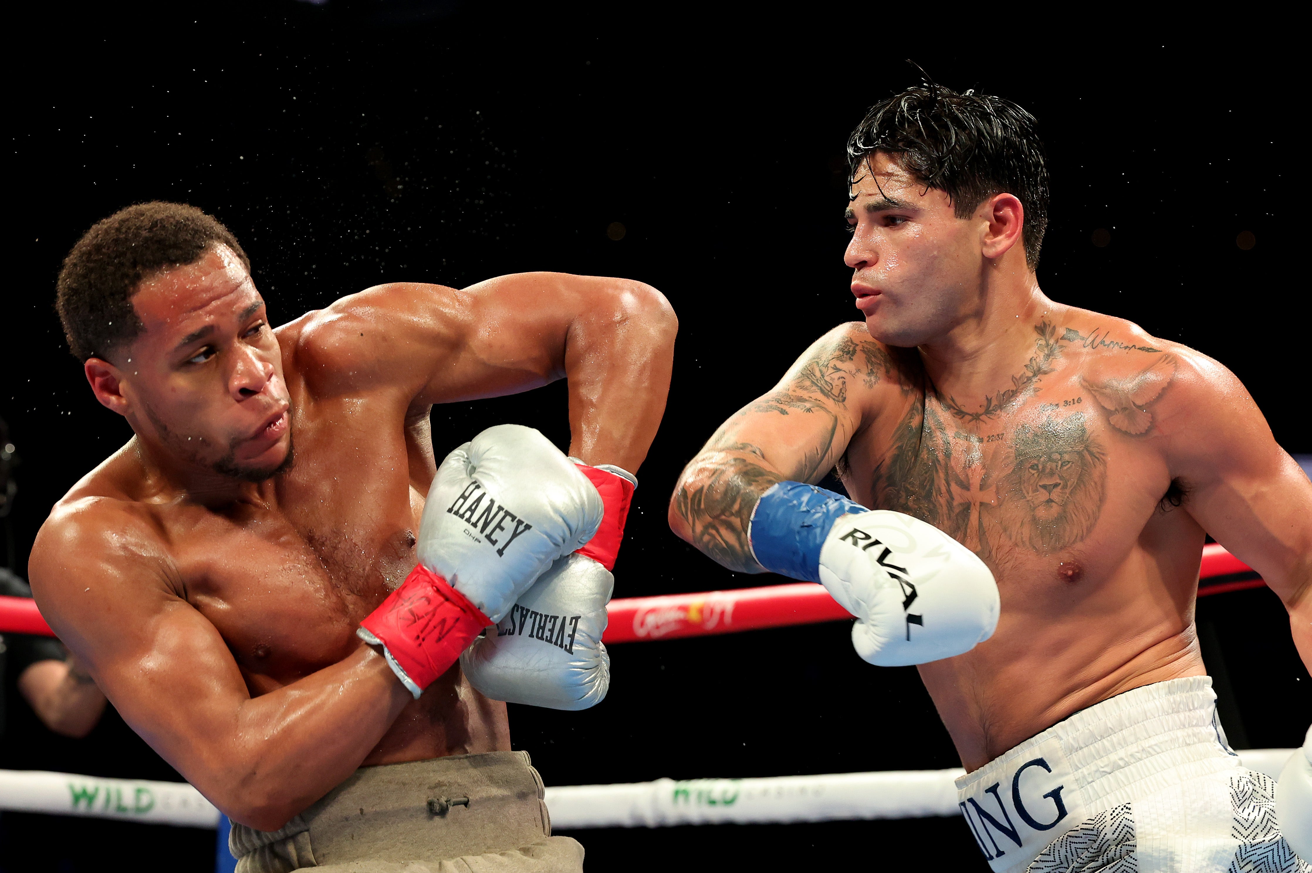 Ryan Garcia (right) scored multiple knockdowns of Devin Haney