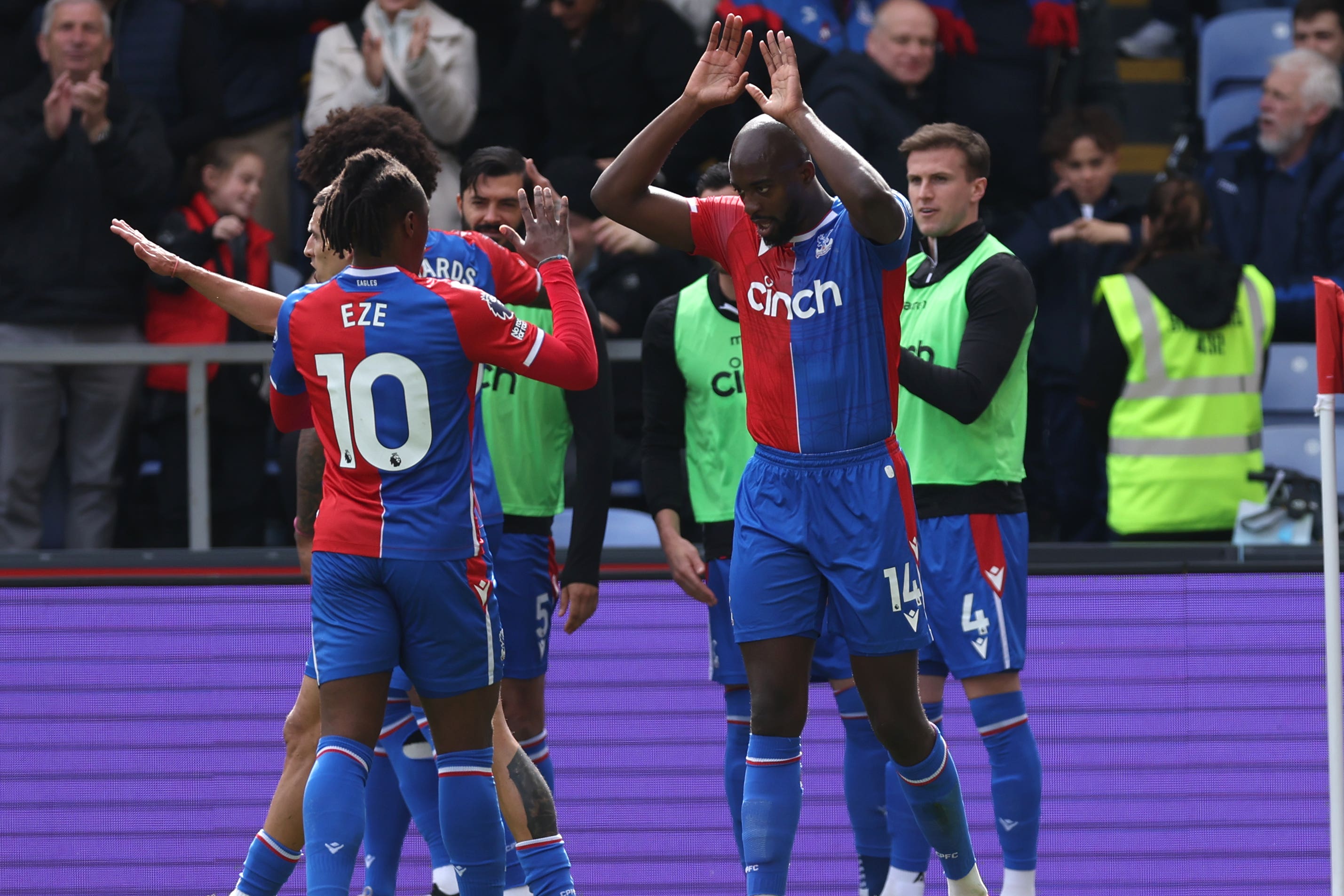 Jean-Philippe Mateta struck twice in Palace’s thumping win (Steven Paston/PA)