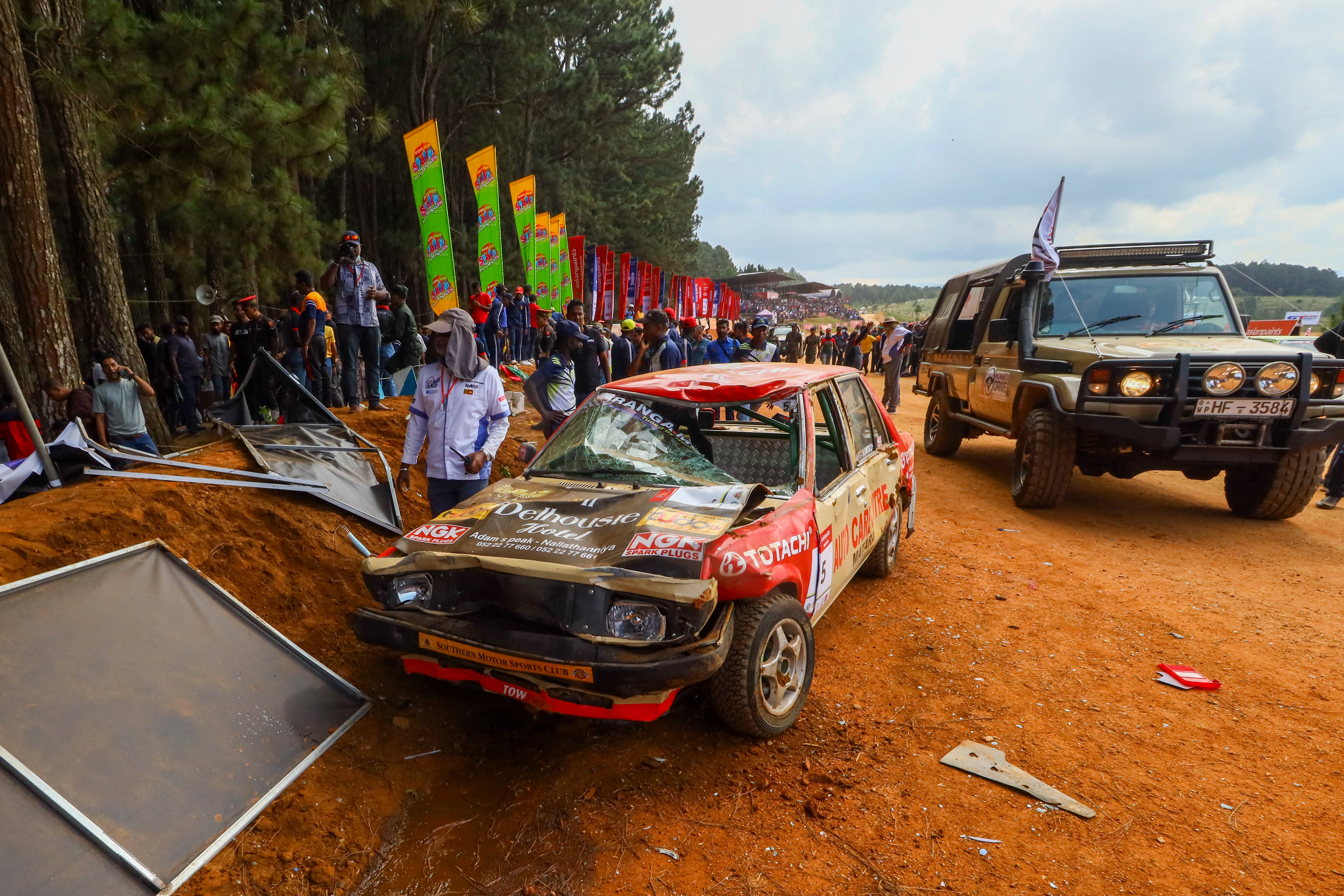 A general view of the accident spot at Fox Hill motor cross racing circuit in Diyatalawa after a car crashed into the crowd